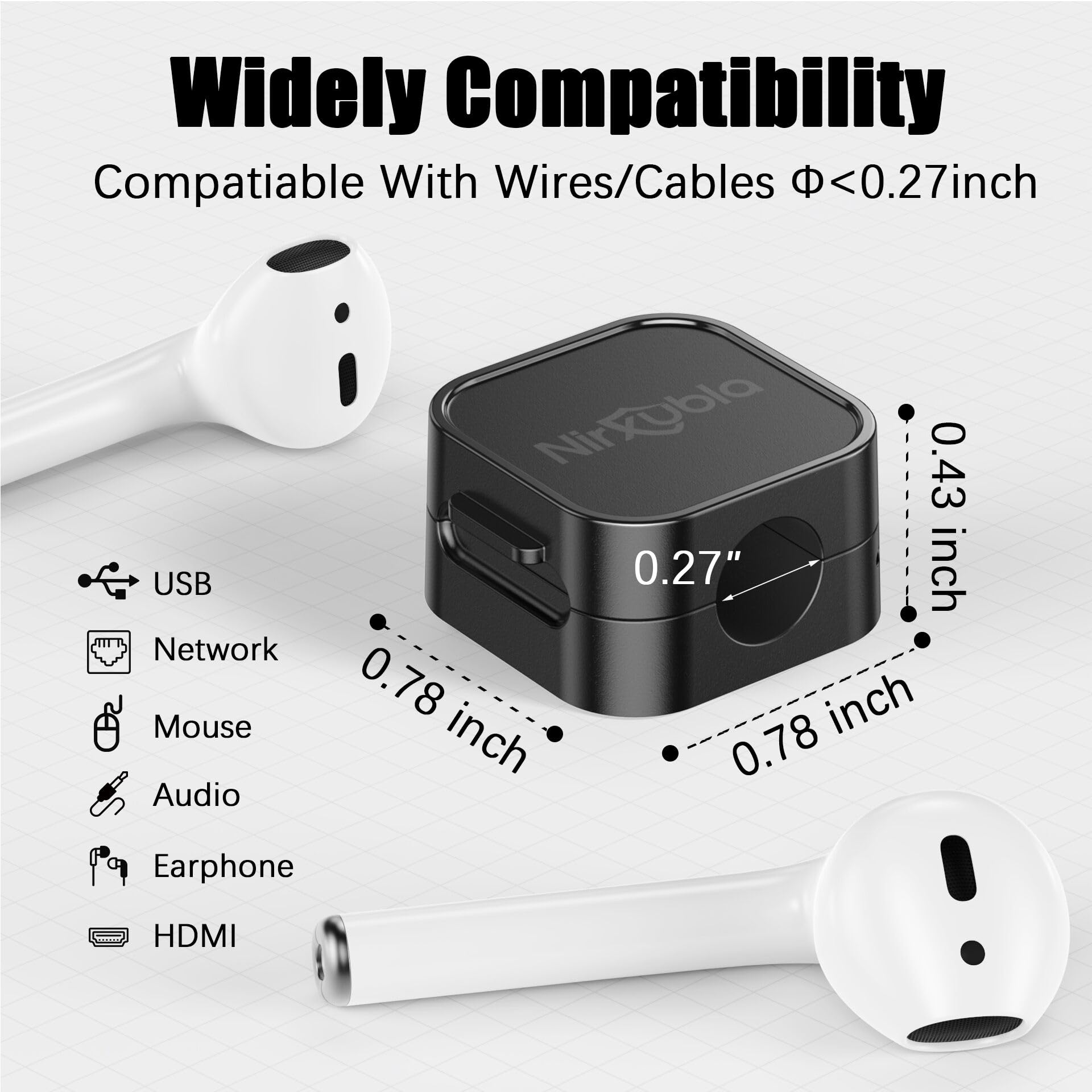 6 Pack Magnetic Cable Clips - Strong Adhesive Wire Organizers for Desk & Home Office Cable Management - Mini Cord Holders for Phone Charger, Headphones, USB Cables - Perfect for Car, Nightstand, Workstation (Black)