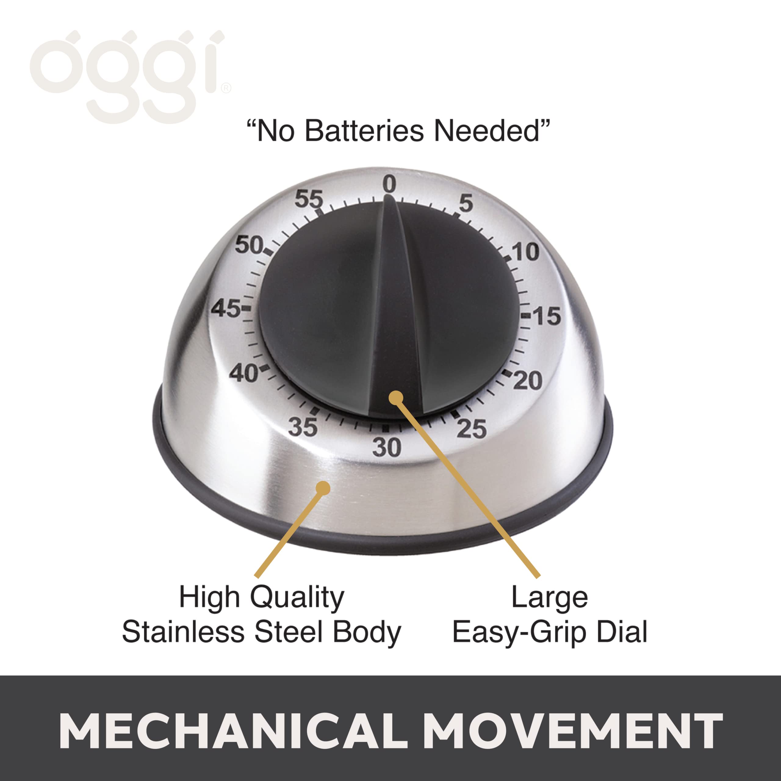 OGGI 60-Minute Countdown Kitchen Timer - Stainless Steel Cooking Timer for Baking, Exercise & Time Management | Durable Kitchen Gadget & Essential Cooking Accessory