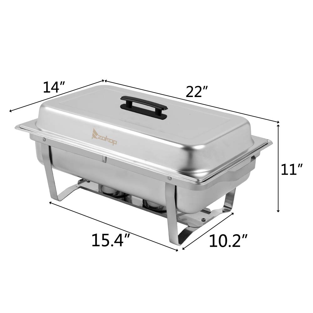 8 Quart Stainless Steel Chafing Dish with 3 Food Pans - 9L Rectangular Buffet Warmer for Catering, Restaurants & Parties - Foldable Frame for Easy Storage - Perfect for Buffets, Weddings & Events