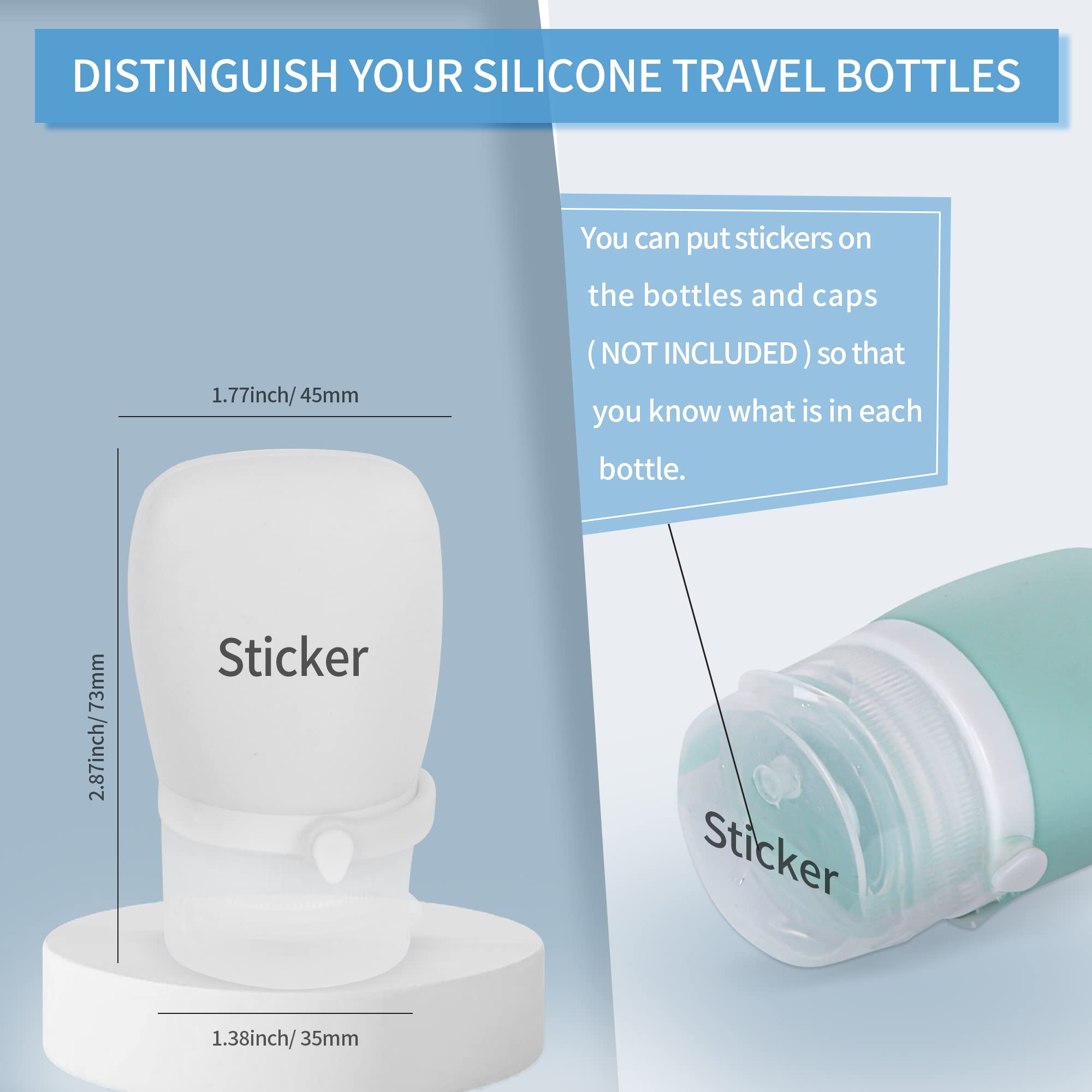 Leak Proof Silicone Travel Toiletry Bottles Set - 4pcs 30ml/1oz Refillable Containers for Shampoo, Lotion & Conditioner (Light Grey) - Perfect for Air Travel, Gym & Vacation Essentials