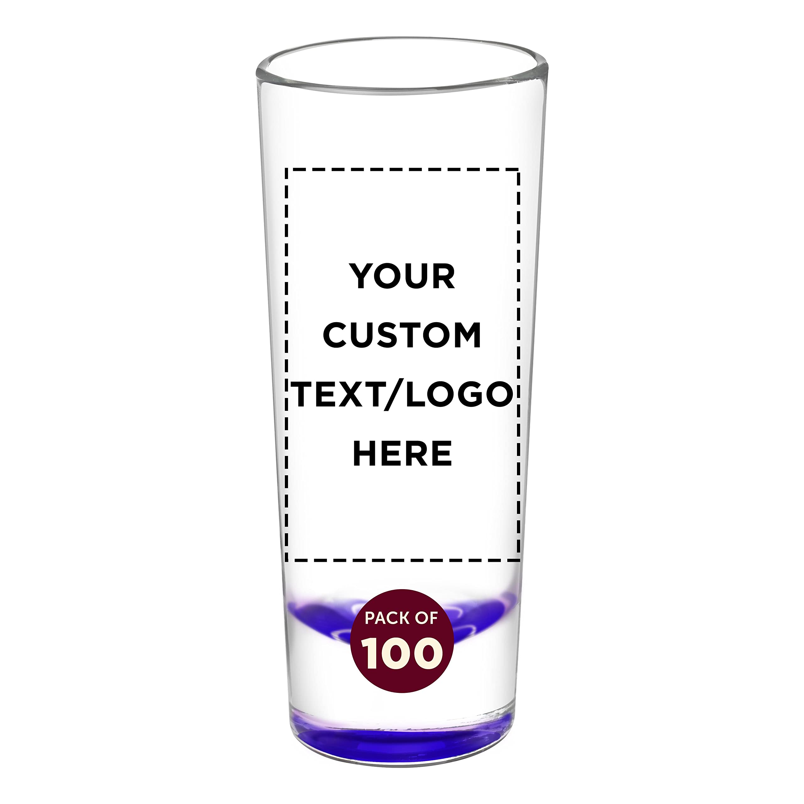 Custom 2 oz Cordial Shot Glasses - Bulk Pack of 100 Personalized Purple Shooter Glasses for Cocktails, Liquor & Party Drinks | Perfect for Birthday Celebrations, Weddings, Bars & Outdoor Events