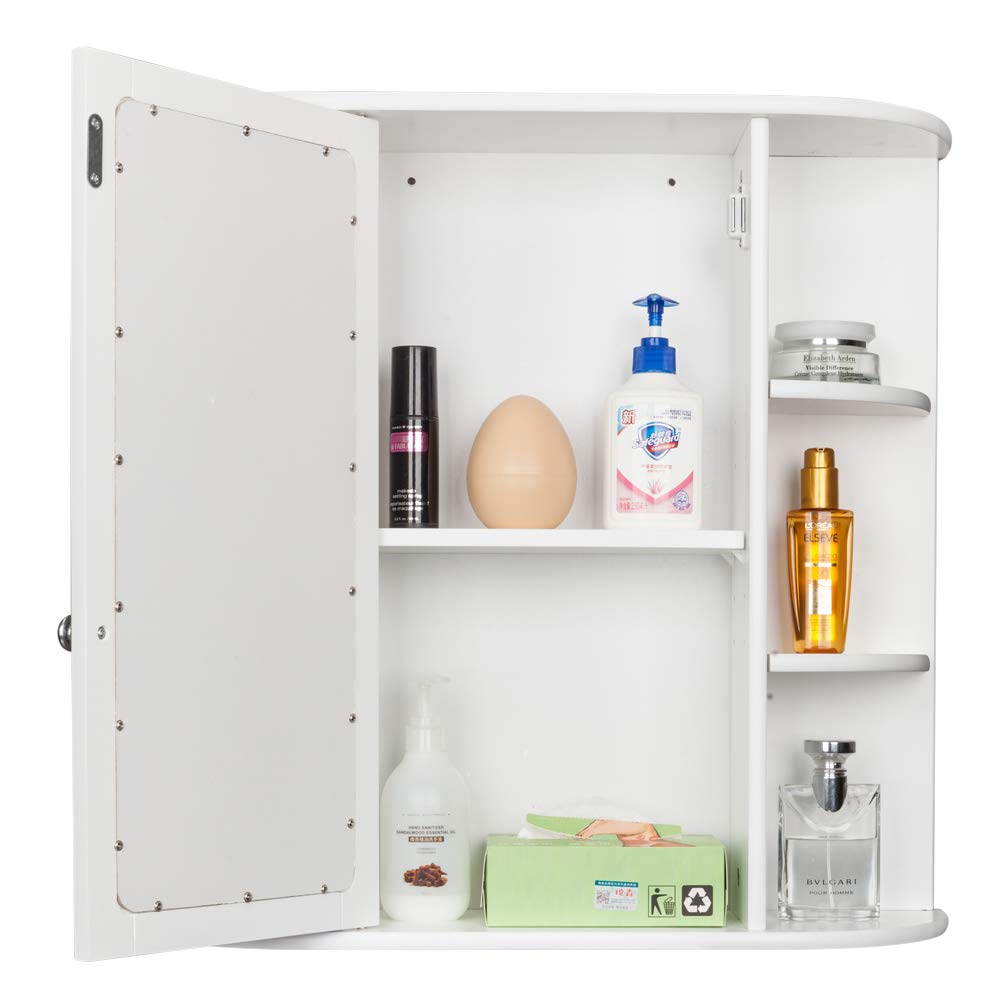 Wall-Mounted Bathroom Medicine Cabinet with Mirror - Adjustable 2-Tier Shelves Storage Organizer for Bathroom Essentials | Space-Saving Single Door Design for Small Bathrooms, Vanities & Powder Rooms
