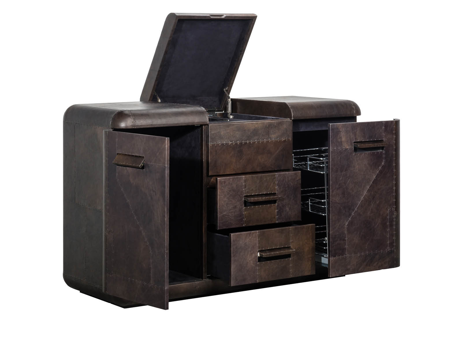 Hudson Sideboard - Modern Buffet Cabinet with 2 Doors & 4 Drawers, Solid Wood Dining Room Storage Furniture for Home Decor | Perfect for Living Room, Dining Area & Entryway Organization