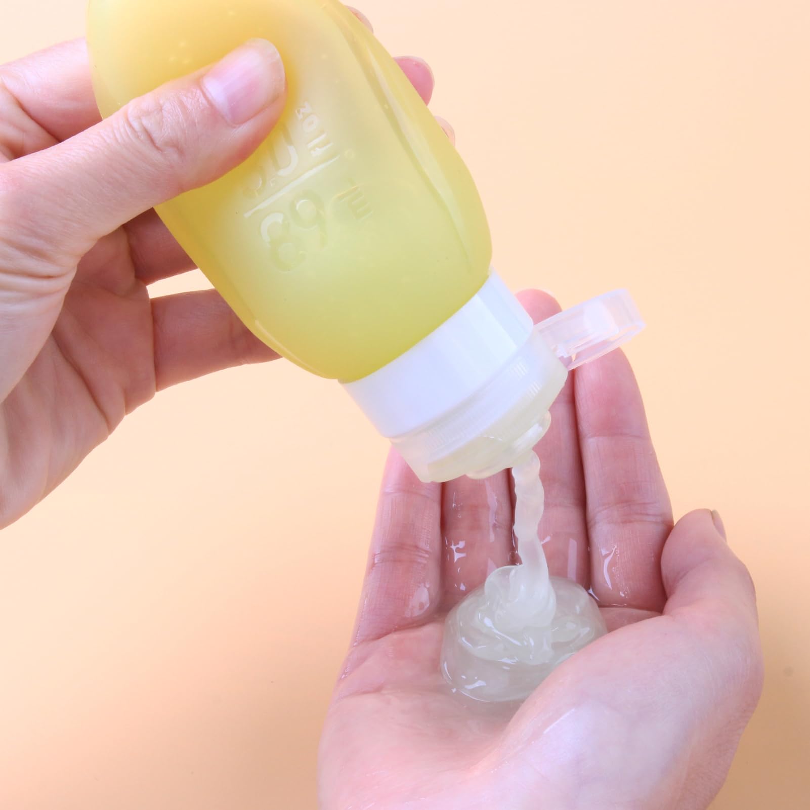 TSA Approved 3oz Leak Proof Silicone Travel Bottles for Toiletries - BPA Free, Squeezable & Translucent Portable Containers - Perfect for Cosmetics, Lotion & Shampoo - Ideal for Air Travel, Gym & Vacation (Yellow)