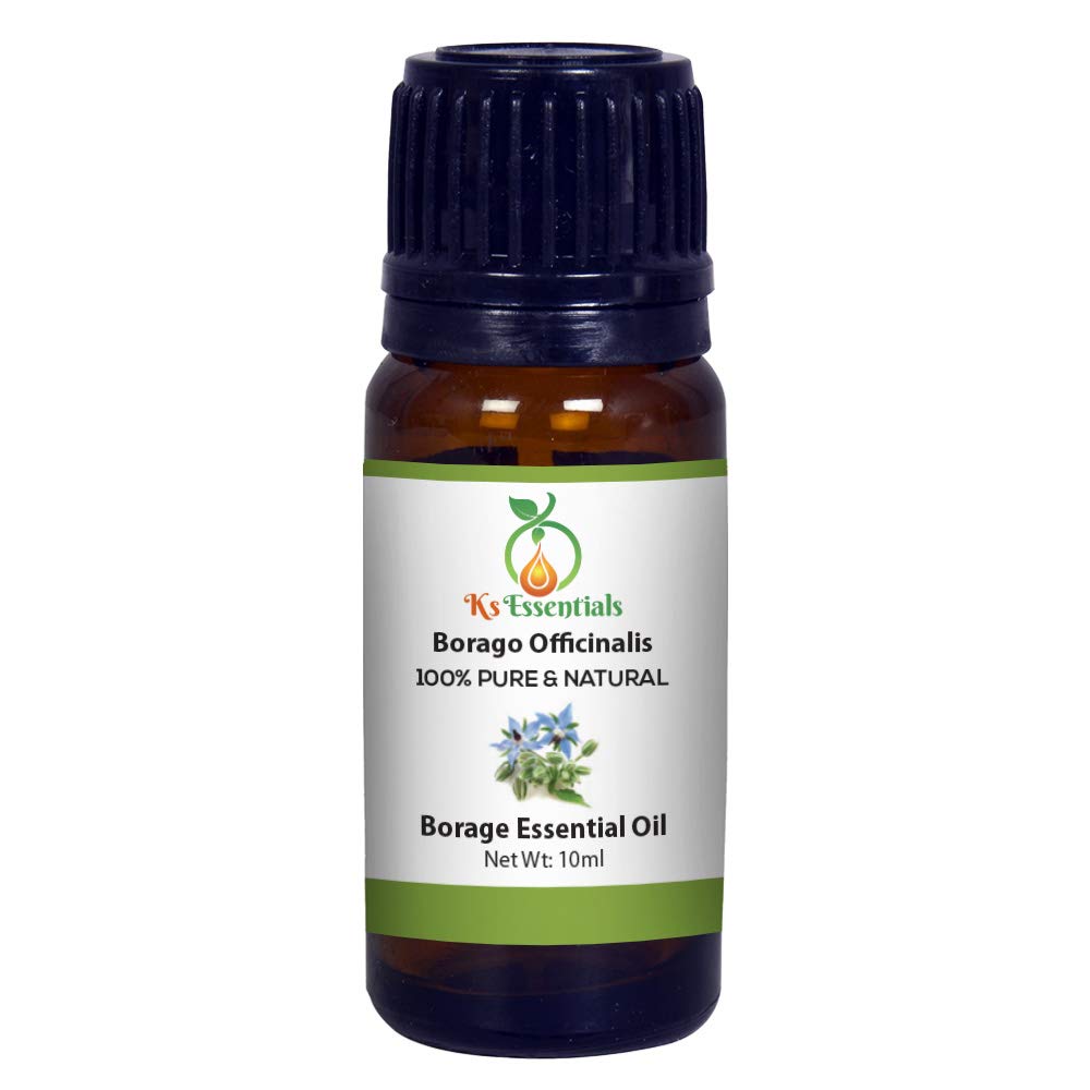 Ks Essentials 100% Pure Borage Essential Oil (Borago Officinalis) - Natural Therapeutic Grade, Cold Pressed, Undiluted (10ml) for Aromatherapy, Skin Care & Relaxation