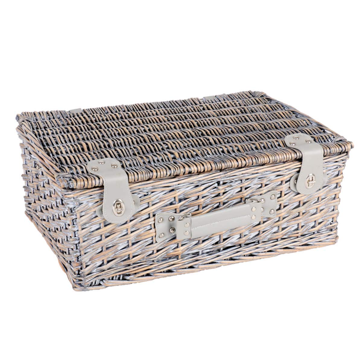 4-Person Picnic Basket Set with Cutlery & Lid - Woven Wicker Outdoor Picnic Basket for Parties, Birthdays, Weddings & Retirement Celebrations - Perfect for Park Outings, Beach Trips & Outdoor Gatherings