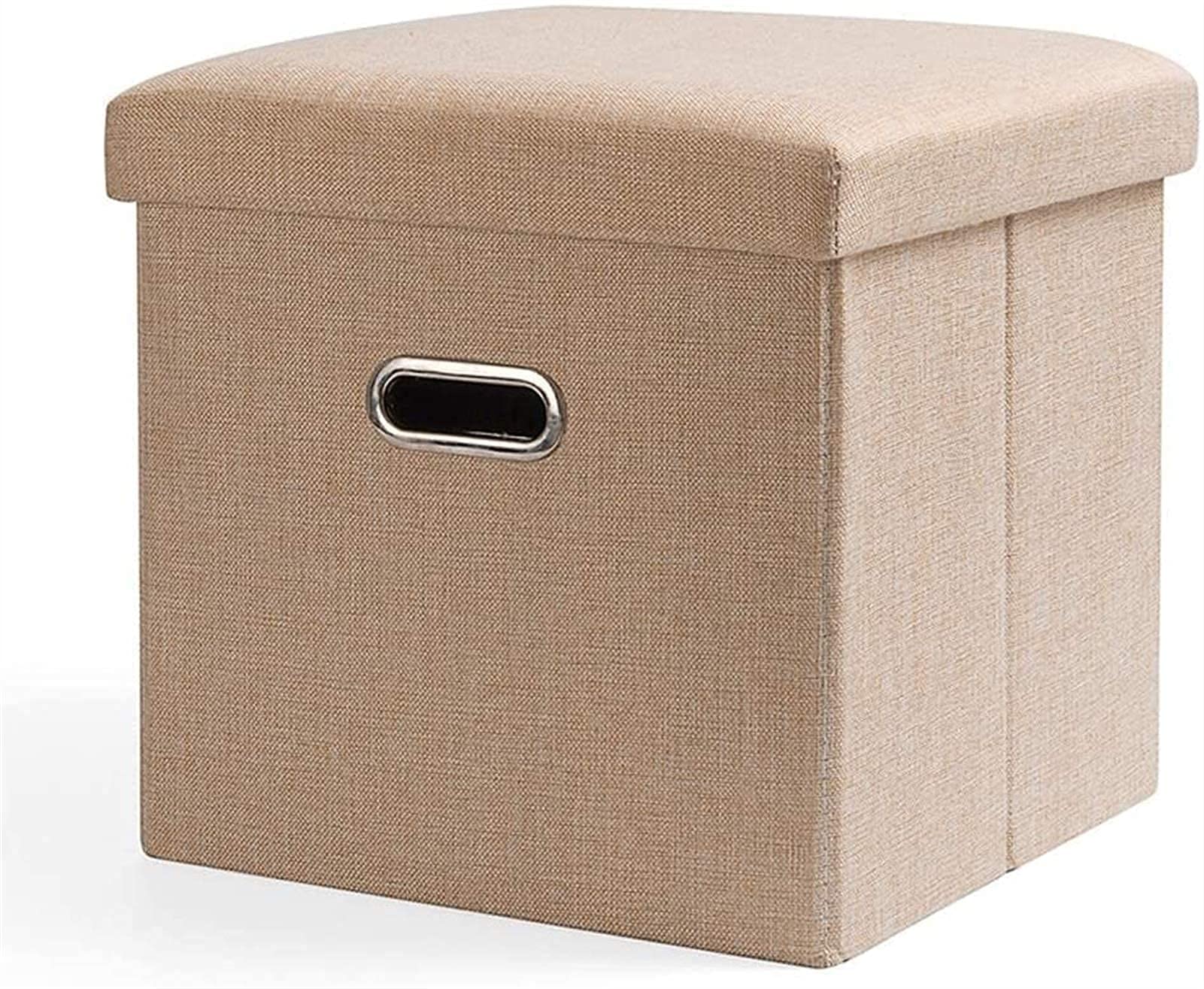 Foldable Storage Ottoman Cube - 31x31x31cm Beige Footstool with Hidden Storage | Multi-Functional Foot Rest, Extra Seating & Living Room Organization Solution | Perfect for Small Spaces, Bedrooms & Home Decor