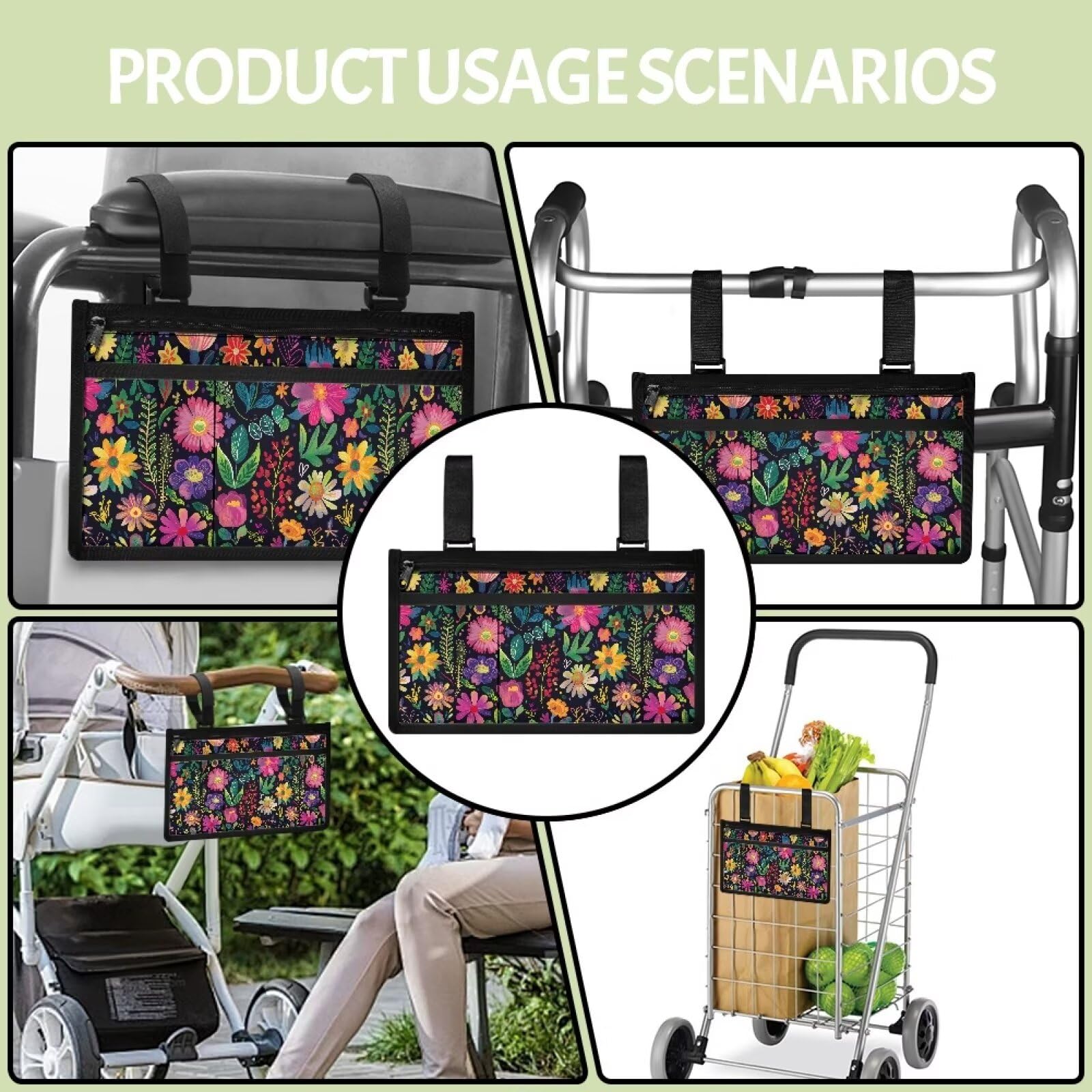 **Hip Hop Wheelchair Side Bag - Nature Print Wheelchair Accessories for Adults & Seniors - Versatile Rehabilitation Aid & Wheelchair Backpack - Perfect for Daily Use, Travel & Outdoor Activities**