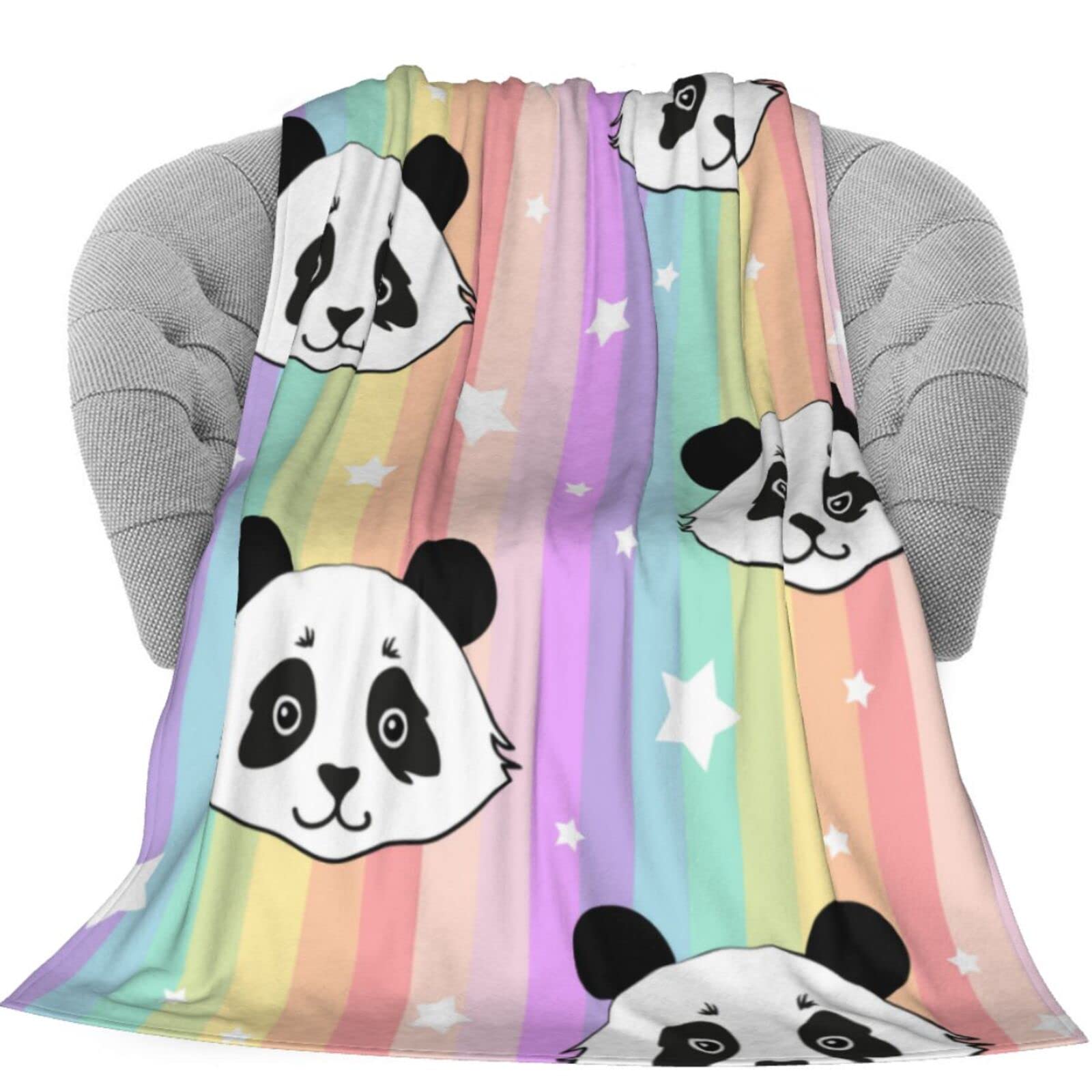 Soft Delerain Flannel Blanket with Cute Panda Design - Lightweight & Cozy 60