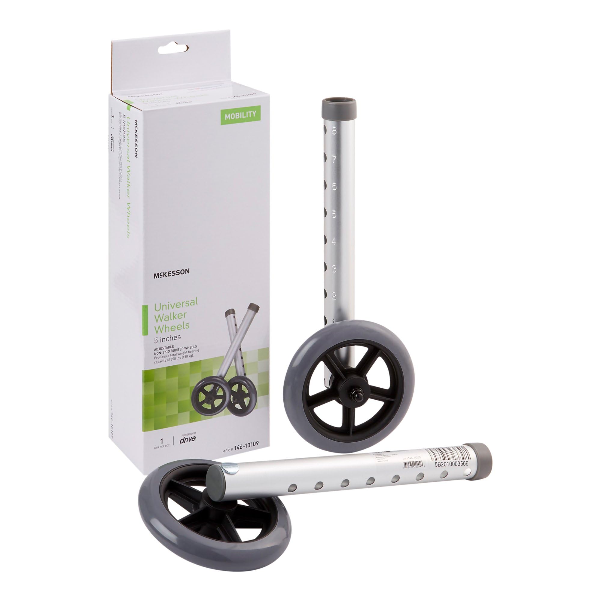 McKesson Universal Walker Wheels - Adjustable 5-Inch Caster Wheels (25 Pairs) - Ideal for Mobility Walkers, Rollators, and Medical Equipment Replacement