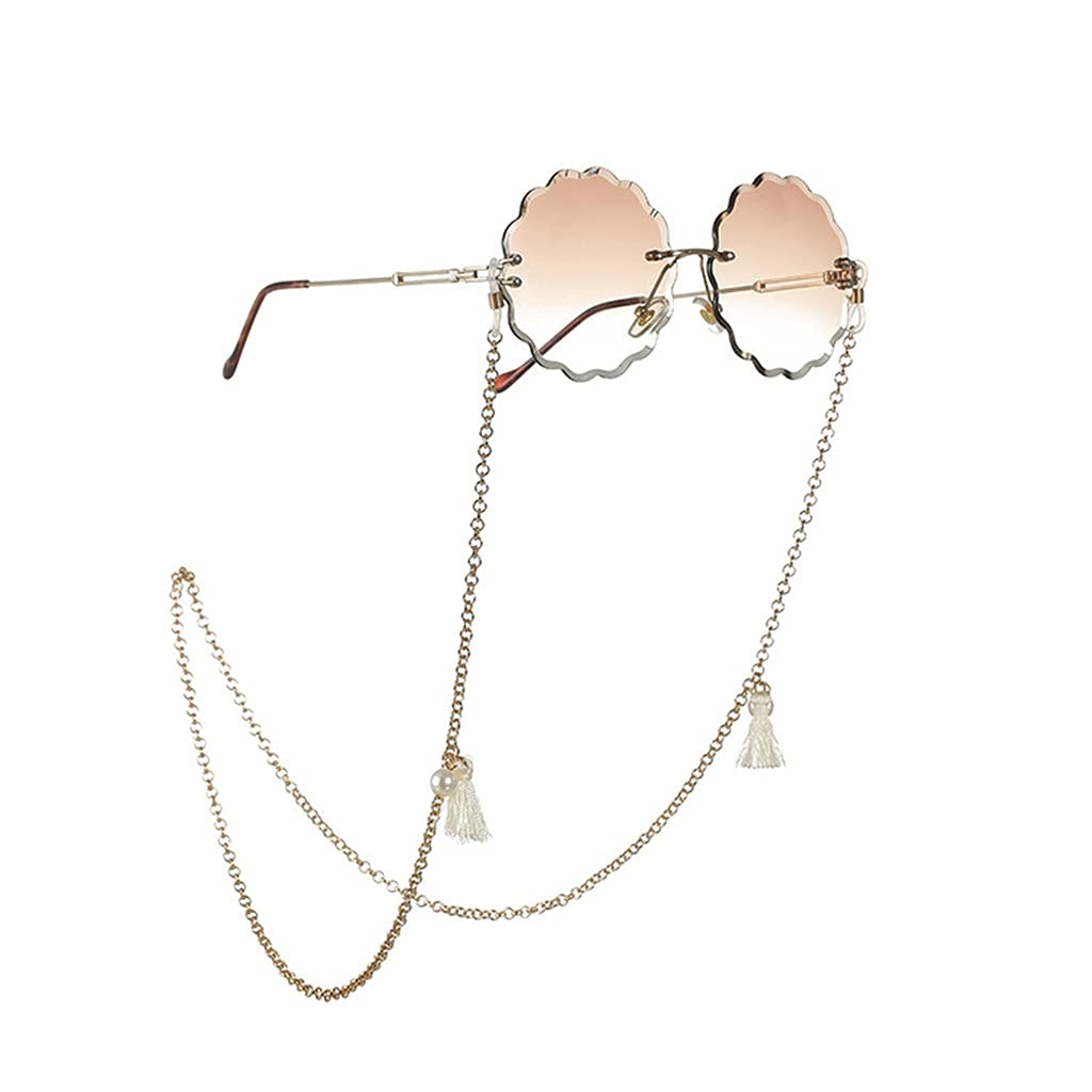 KLHHG Women's Fashion Glasses Chain with Tassel & Pearl - Stylish Lanyard Strap for Eyeglasses & Sunglasses (70CM, Color A) - Perfect for Reading, Driving & Outdoor Activities