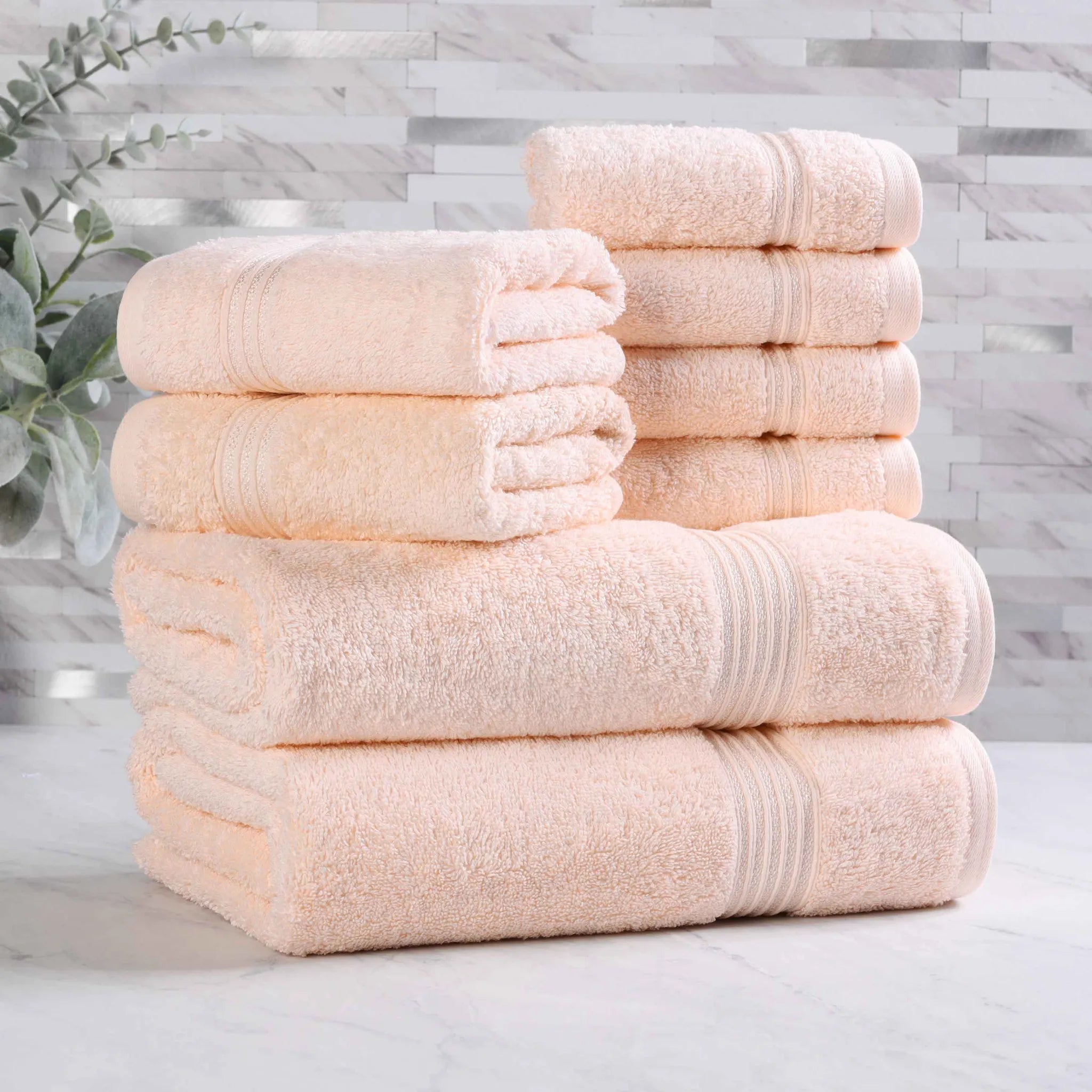 Premium Heritage Egyptian Cotton Plush Heavyweight 8-Piece Bath Towel Set - Ultra Soft & Absorbent for Spa, Luxury Hotel & Home Bathroom Use