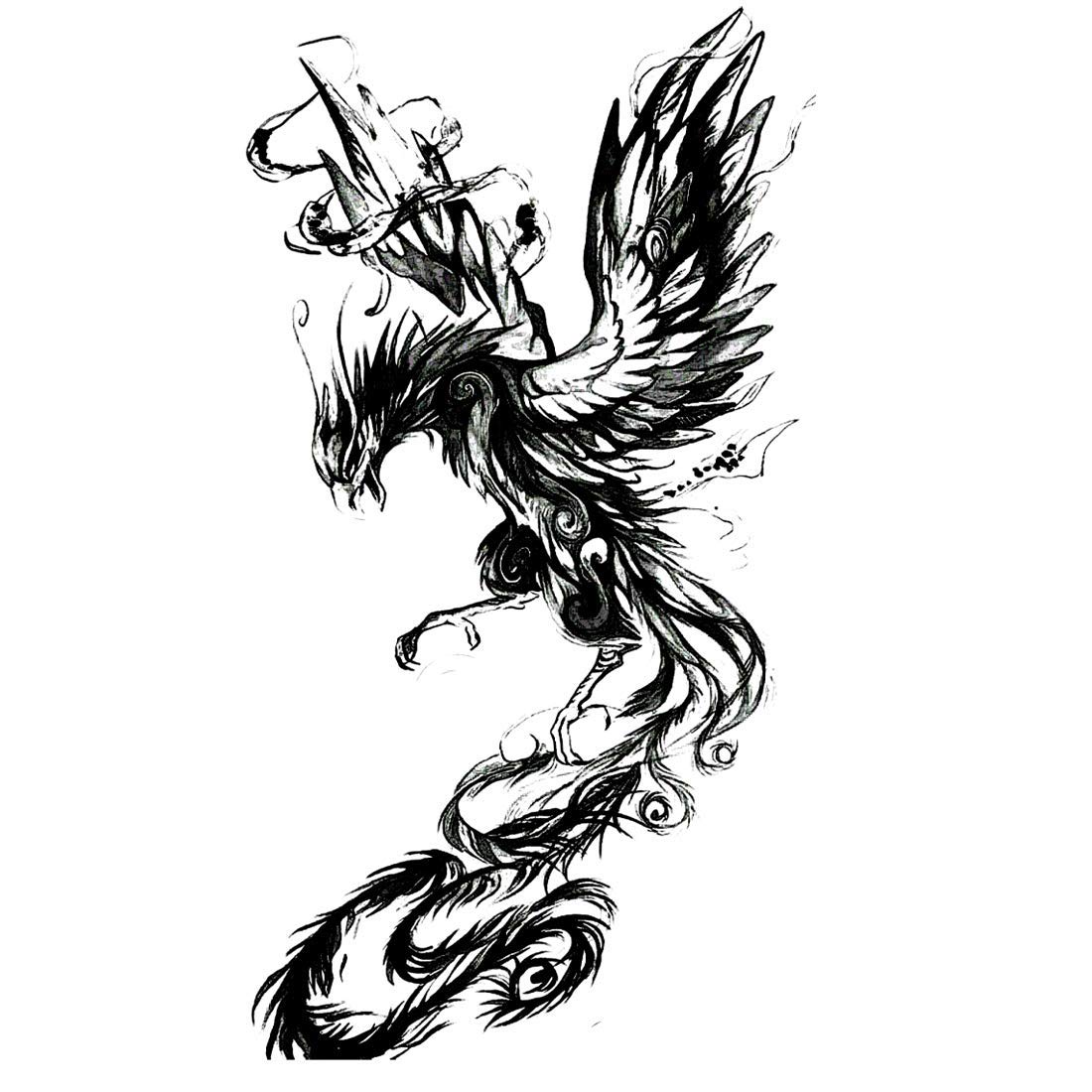 Voorkoms® Phoenix Wings Temporary Tattoo - Waterproof Fake Body Art for Women & Men - Perfect for Parties, Halloween, Cosplay & Festivals