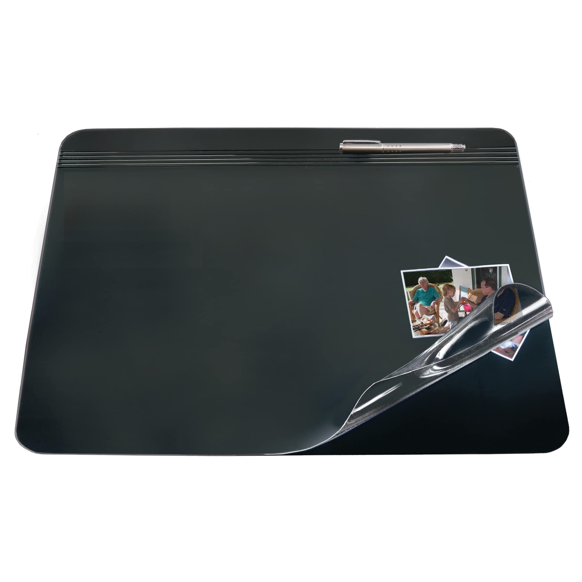 Office Depot Overlay Desk Pad - 19 x 24 Inches, Black/Clear (48174-OD) - Non-Slip Writing Surface for Home Office, Study & Work Desk Organization