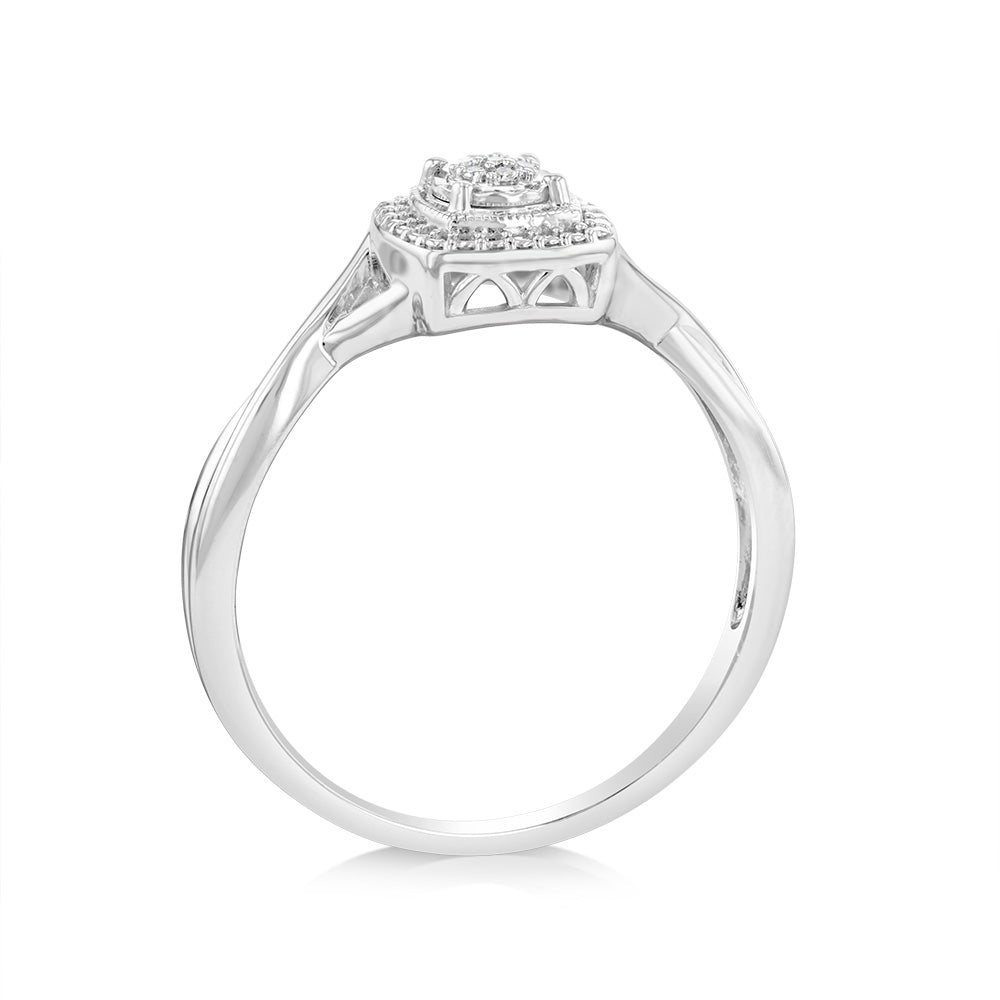 2 Carat Diamond Ring with 7 Brilliant Cut Diamonds in Sterling Silver 925 - Elegant Engagement & Wedding Ring for Women, Perfect for Proposals, Anniversaries and Special Occasions
