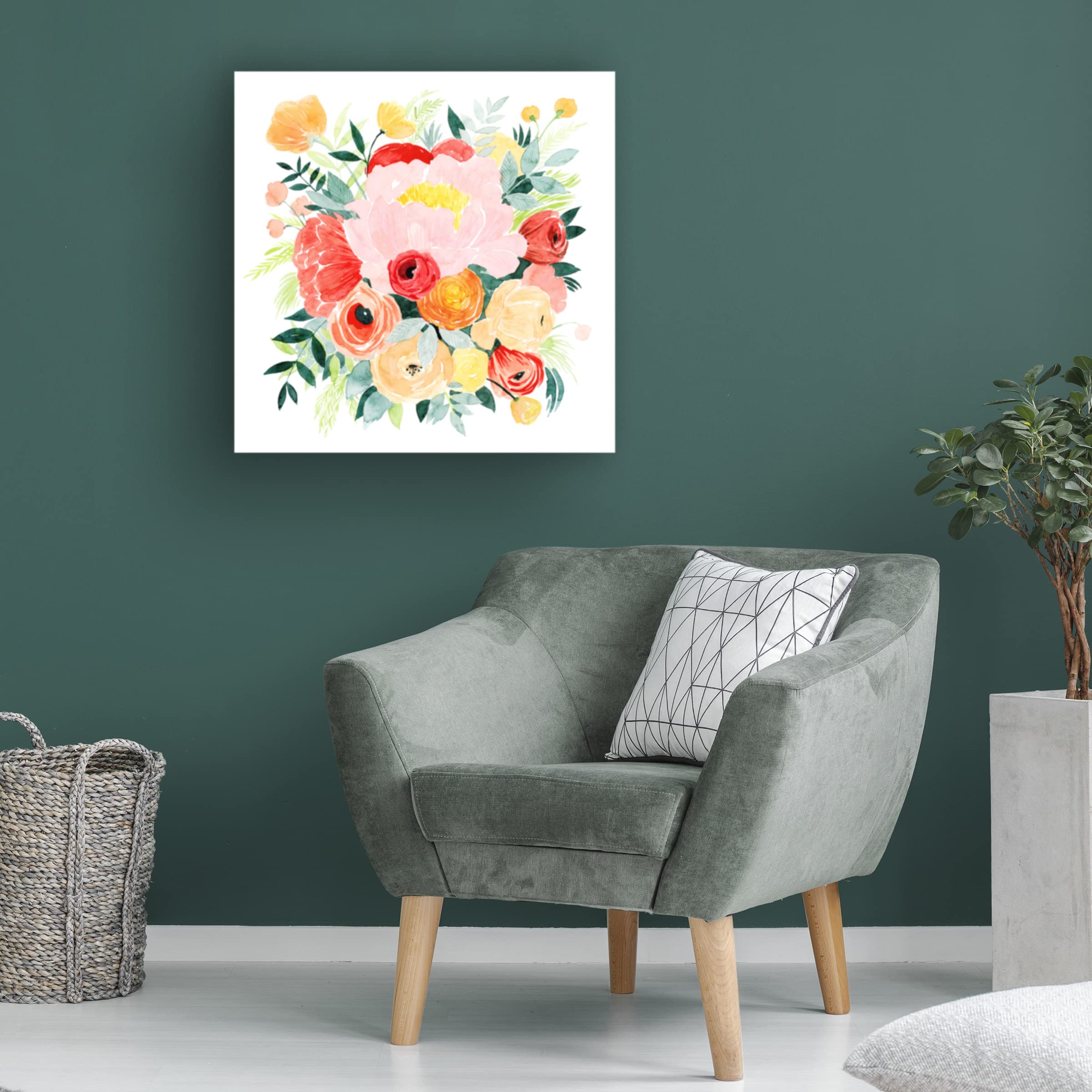 Grace Popp 'Beauté Flora I' Canvas Wall Art Print - Floral Botanical Home Decor for Living Room, Bedroom & Office