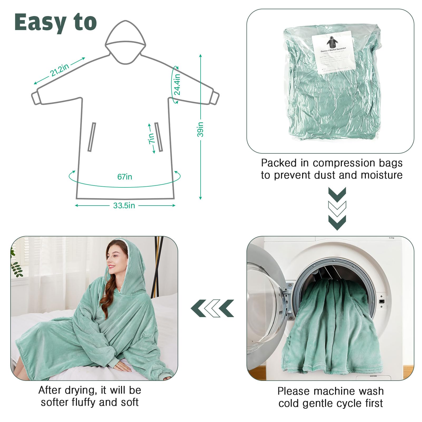Cozy Sherpa Hooded Blanket Sweatshirt - Oversized Wearable Fleece Hoodie for Women, Men & Kids | Perfect for Lounging, Camping & Cold Weather