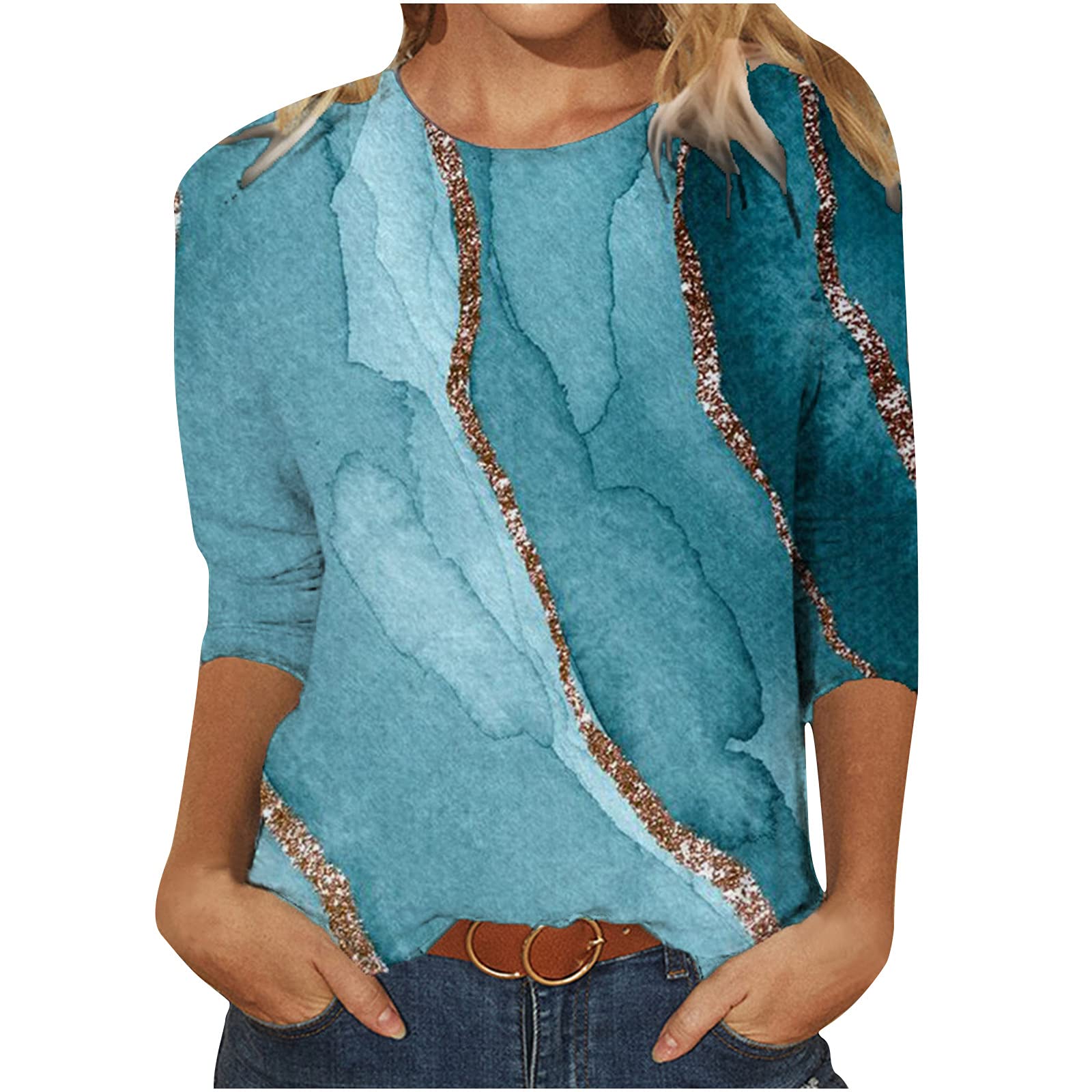 Trendy Women's Summer Graphic Crewneck T-Shirts - Long Sleeve Casual Cute Tops for Everyday Wear, Outings & Street Style Fashion