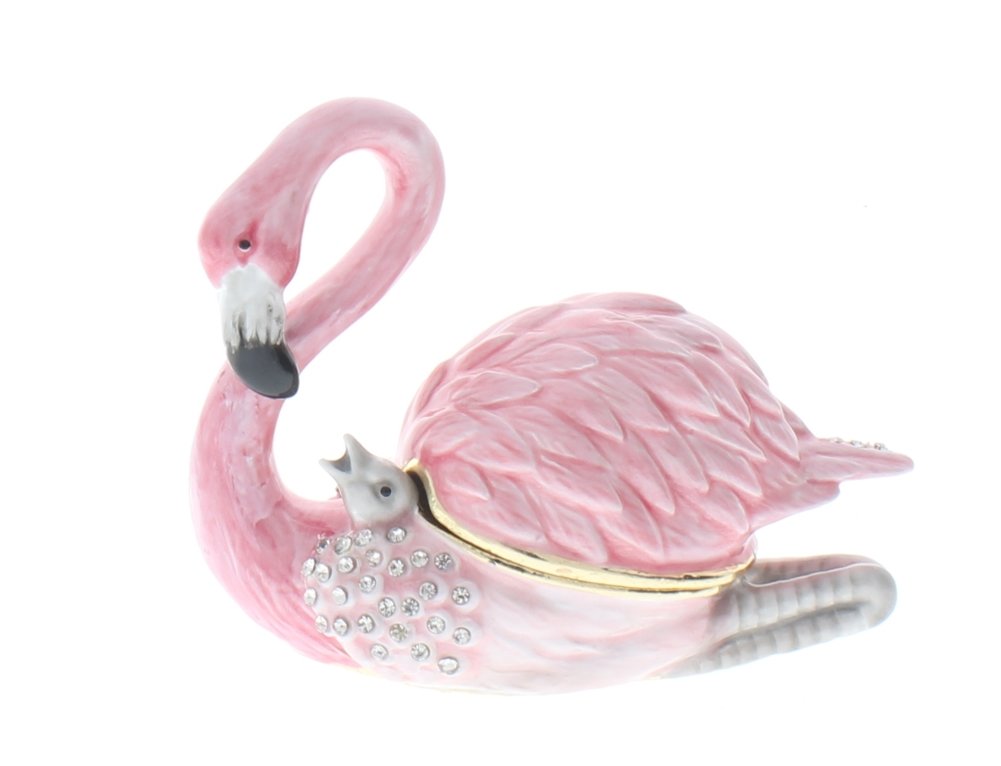 Flamingo with Baby Trinket Box - Handmade Collectible Figurine for Home Decor, Gift & Keepsake | Perfect for Nursery, Wedding Favors & Souvenirs