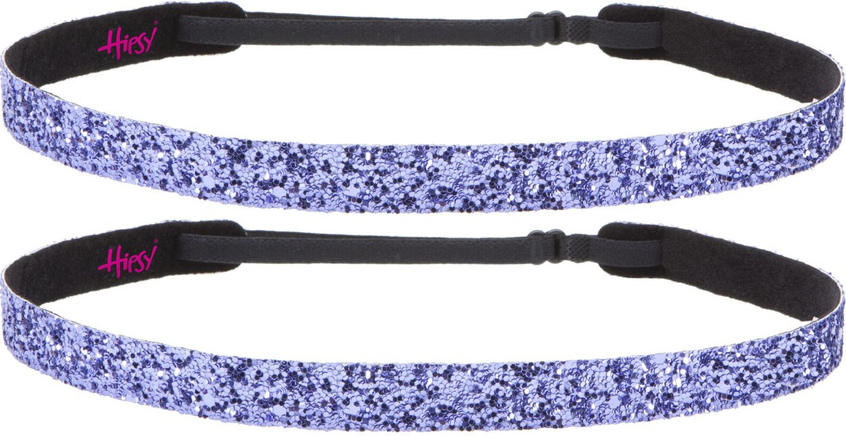 Hipsy 2-Pack No Slip Adjustable Purple Glitter Cheerleading Headbands for Girls & Teens - Perfect for Dance, Gymnastics, Sports & School Activities