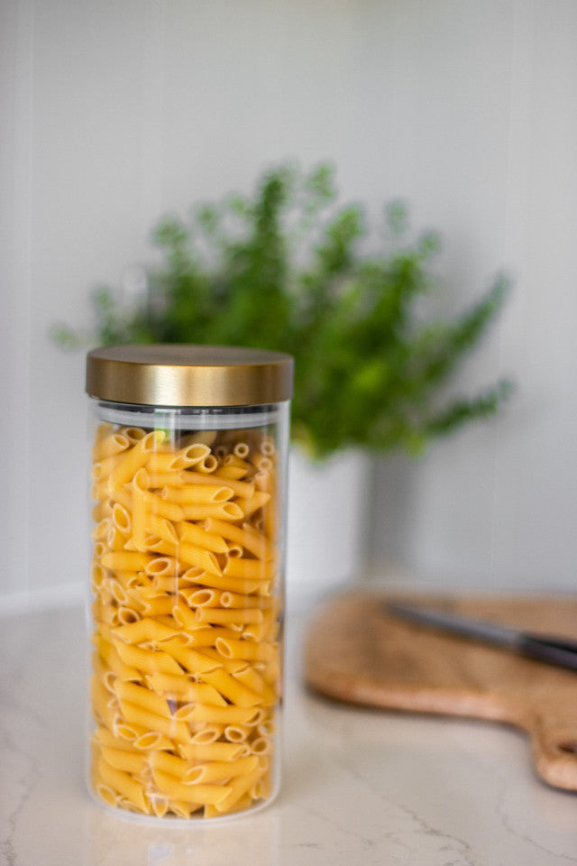 Premium Airtight Glass Food Storage Jars with Brass Lids - 32oz Set of 4 for Kitchen Pantry Organization, Dry Goods, Coffee, Tea & Spices | Eco-Friendly, Leakproof Containers for Meal Prep & Bulk Food Storage
