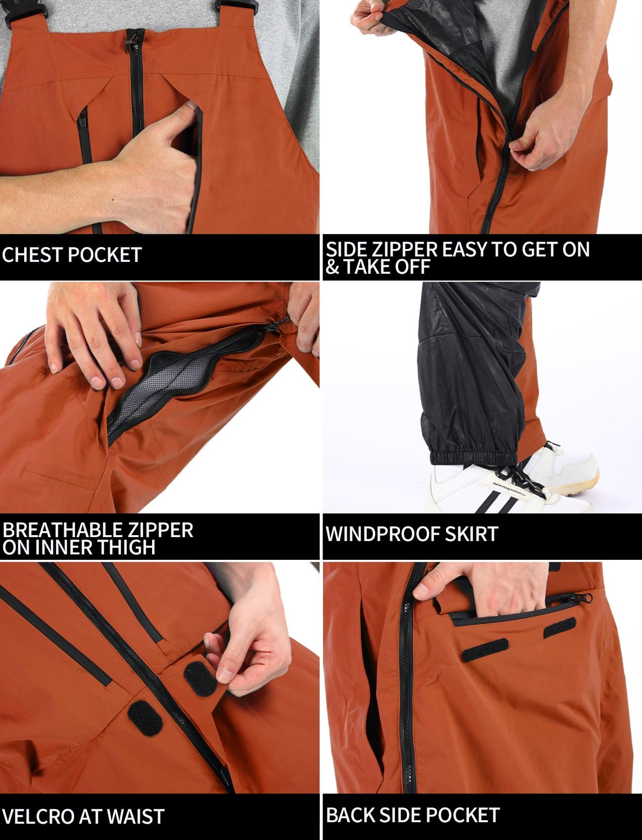 GSOU SNOW Men's & Women's Ski Bib Overalls - Waterproof Windproof Insulated Snowboard Pants for Winter Sports | Warm Snowboarding, Skiing & Outdoor Activities