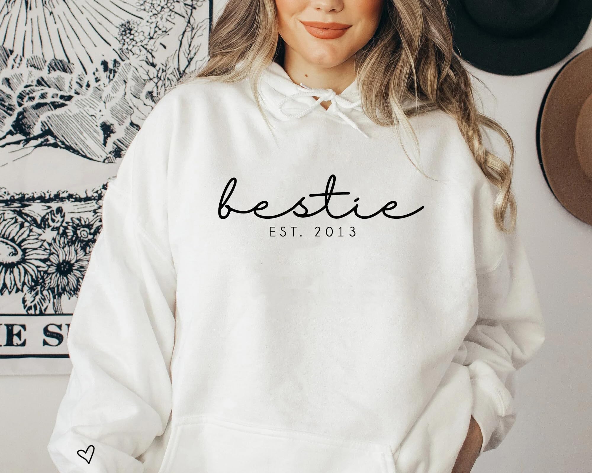 Best Friend Hoodie - Matching BFF Gifts for Women & Girls - Birthday Present for Besties