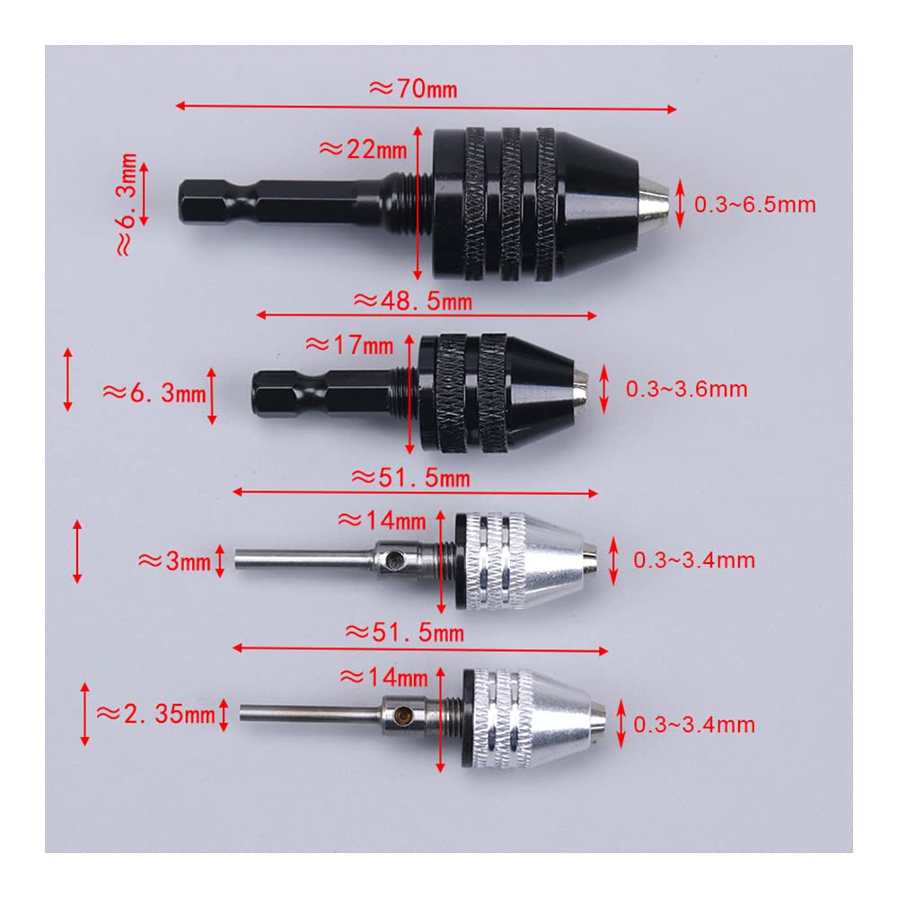 1PCS Quick Change Keyless Drill Bit Chuck Hex Shank Adapter Converter Tool for Electric Grinder (0.3-3.4mm, 2.35mm, Silver) - Perfect for DIY Projects, Woodworking & Metal Drilling