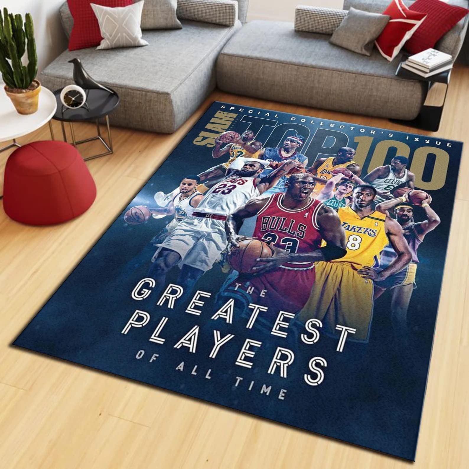Basketball Sports Rug - Non-Slip Play Mat for Kids Bedroom, Boys & Girls Room Decor - Perfect for Game Rooms, Dorm Decor, and Sports Themed Spaces