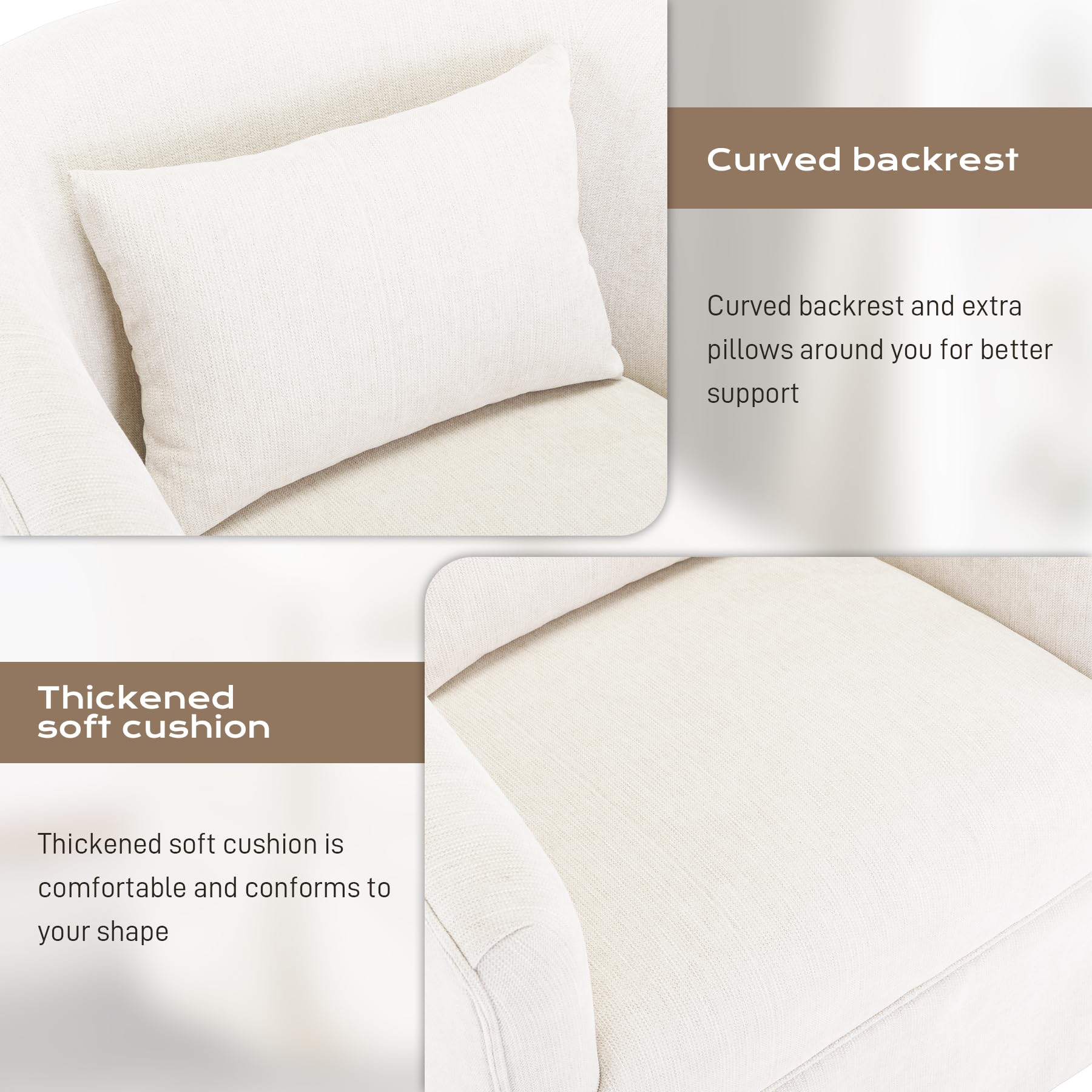 360° Swivel Accent Chair - Modern Chenille Upholstered Barrel Chair with Padded Cushion & Skirt, Cream White Small Reading Armchair for Living Room, Nursery, Bedroom & Lounge - Perfect for Relaxing, Reading or Adding Stylish Seating to Any Space