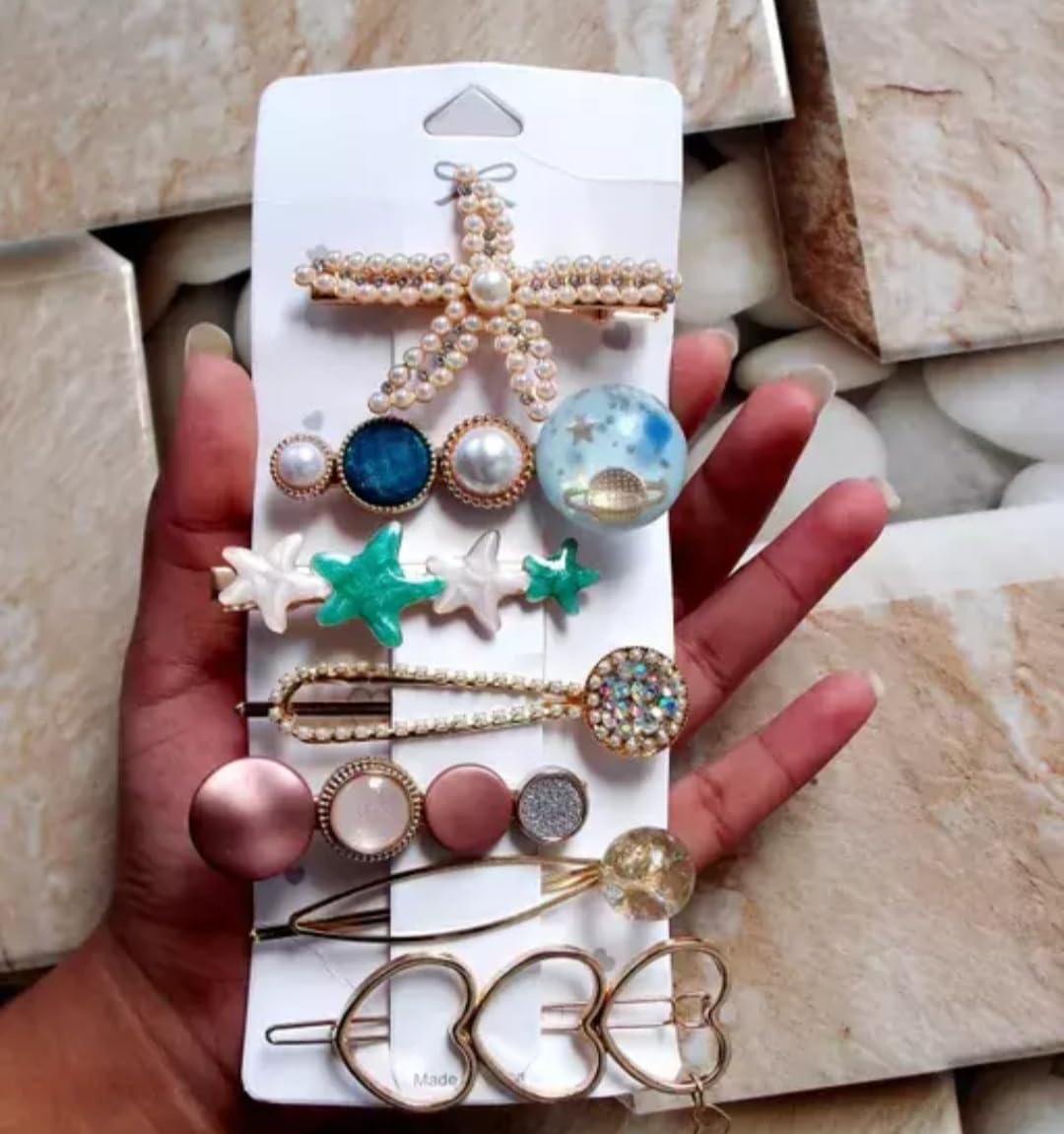 Korean Style Pearl Metal Hair Clips - Rhinestone Plastic Pearl Barrettes Flower Lock Pins for Women & Girls (7 Pcs) - Perfect for Weddings, Parties & Everyday Hair Accessories