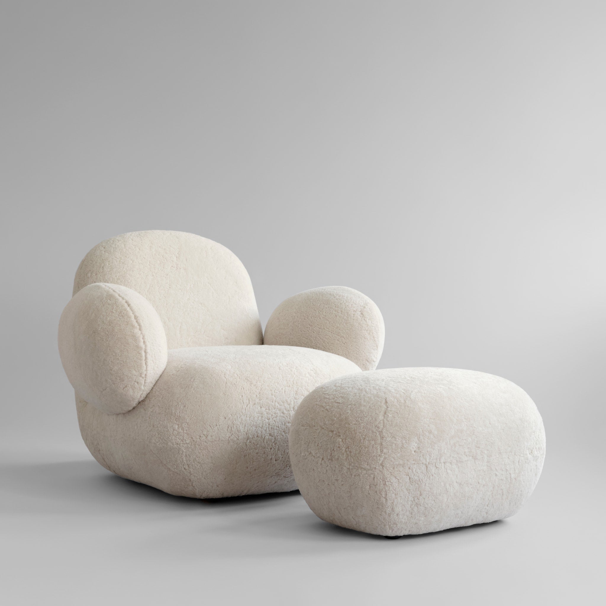 PRE ORDER 101 COPENHAGEN Sheepskin Toe Ottoman in Sandshell - Cozy Footrest for Living Room, Bedroom & Nursery Decor