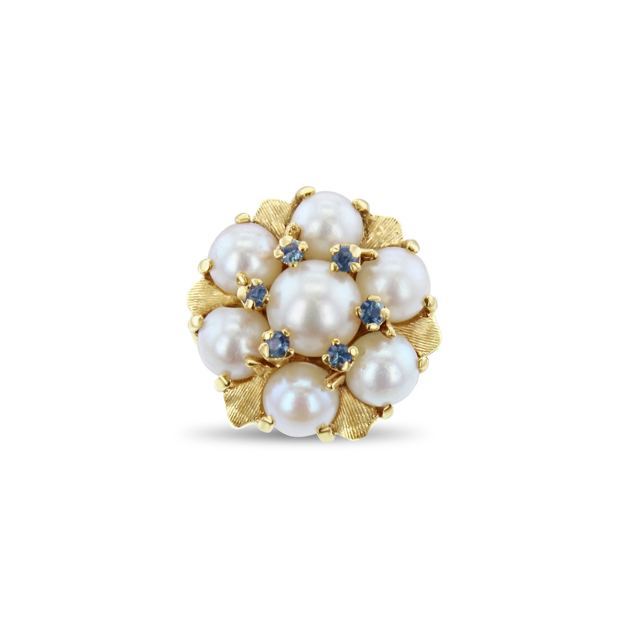 Vintage Freshwater Pearl Cluster Ring with Blue Topaz Accents - Elegant Boho Jewelry for Women, Perfect for Weddings, Parties & Special Occasions