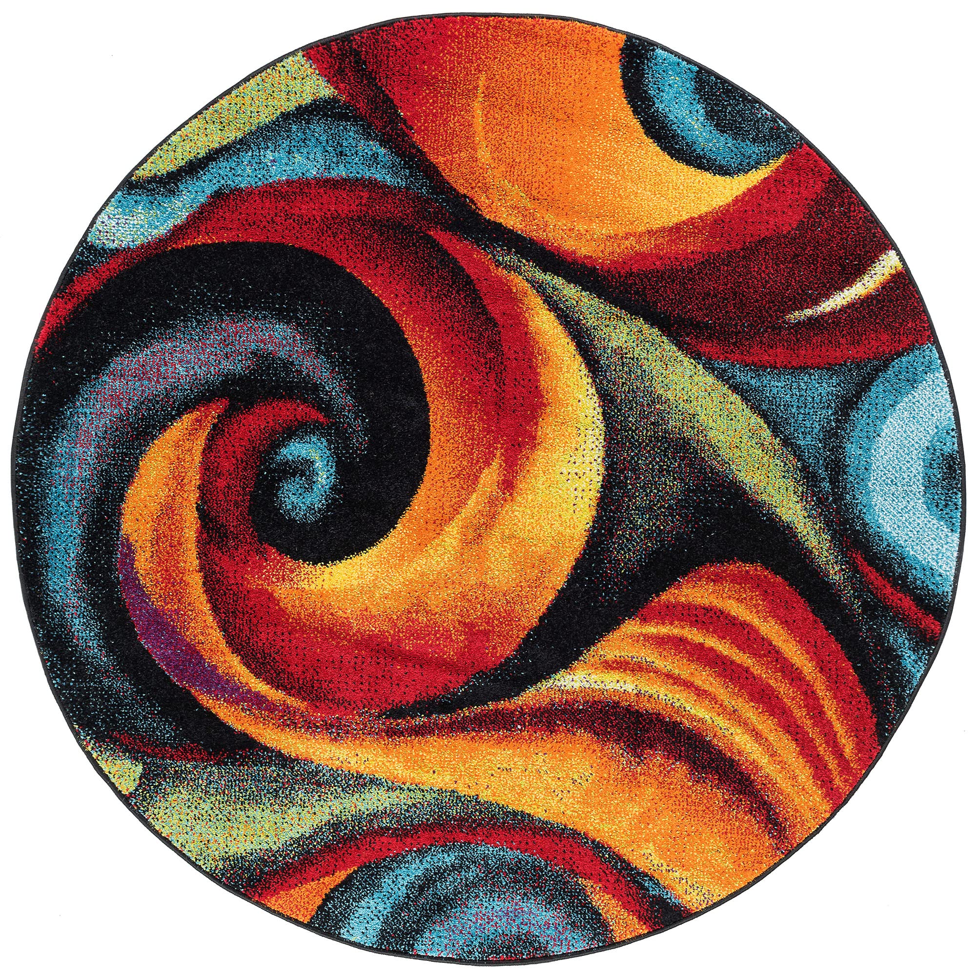 Susan Modern Large 8ft Round Area Rug - Soft Contemporary Carpet for Living Room, Bedroom, Dining Room & Kitchen - Non-Slip Floor Mat for Home Decor - Perfect for Entryway, Lounge & Family Gathering Spaces