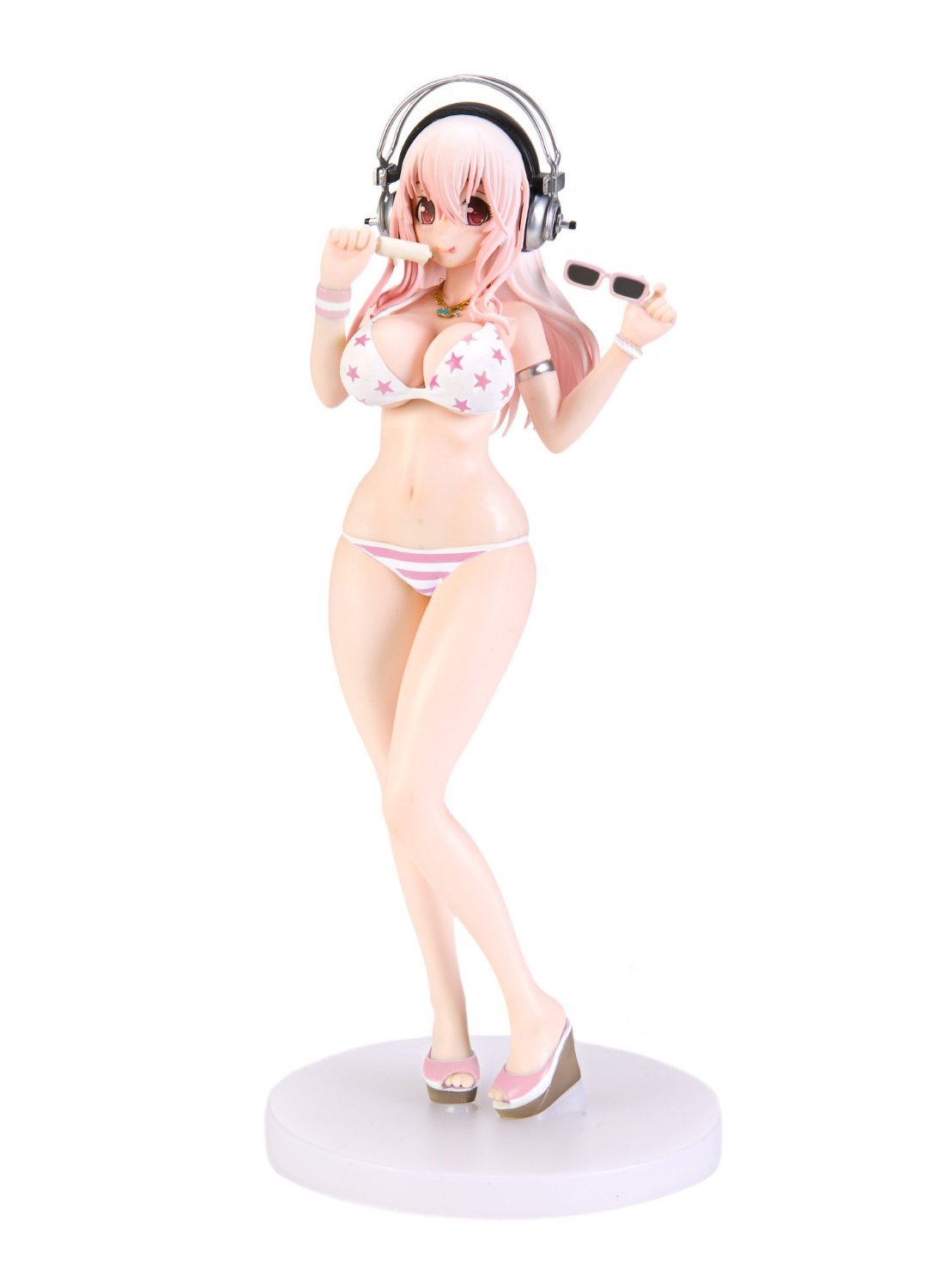 Taito Super Sonic Summer Beach Figure - Pink Strawberry Version | Cute Anime Collectible for Home Decor, Office Display & Gift Giving