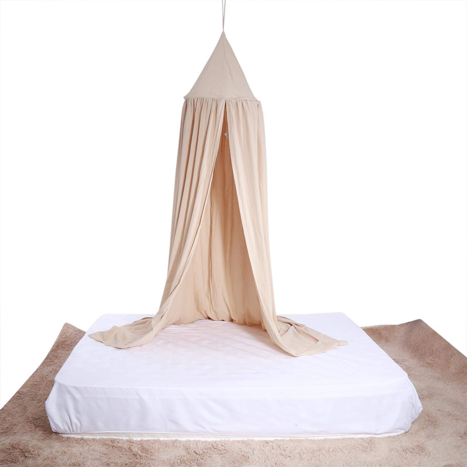 **Voluxe Round Dome Hanging Bed Canopy for Kids - Khaki Princess Canopy Curtains, Girls' Bedroom Decor, Perfect for Birthday Gifts & Dreamy Sleepovers**