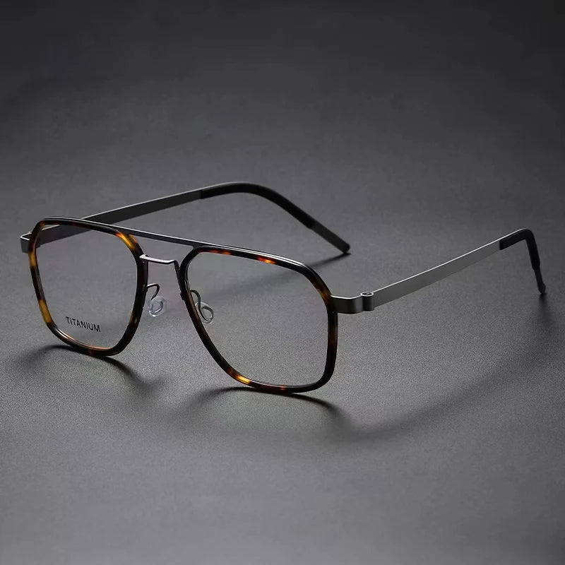 Aimee Unisex Full Rim Square Double Bridge Titanium Acetate Eyeglasses 89753 - Lightweight Durable Frames for Work, Reading & Fashion | Trendy Square Glasses for Men & Women