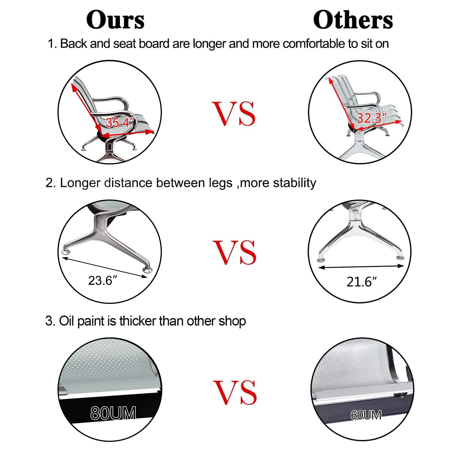 Kinsuite 2-Piece Waiting Room Chair Set - 4-Seat Reception Bench for Airport, Office, Bank & Hospital Lobby - Durable Silver Metal Seating Furniture for Business & Public Spaces