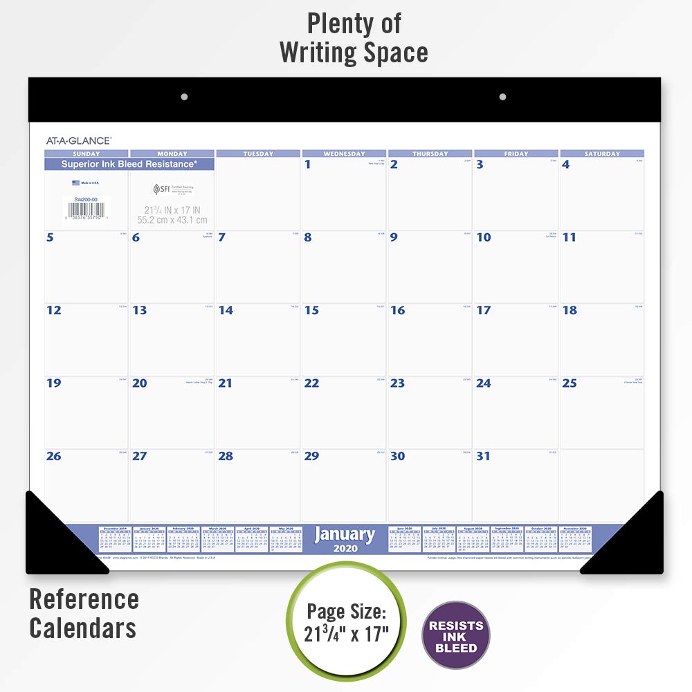 AT-A-GLANCE 2020 Desk Calendar & Planner - 21.75