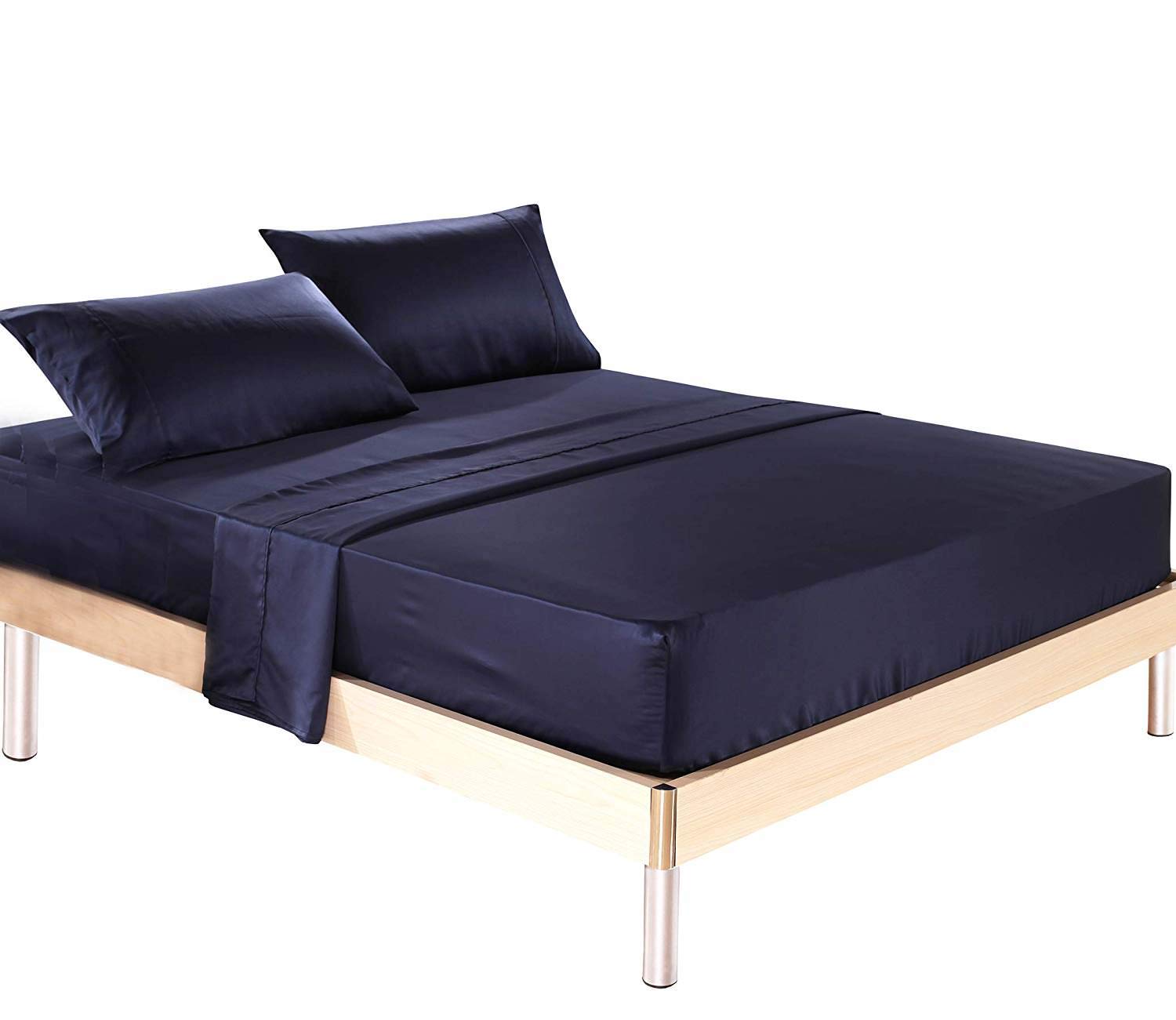 Premium 4-Piece Satin Bed Sheet Set - Full Size Deep Pocket 19