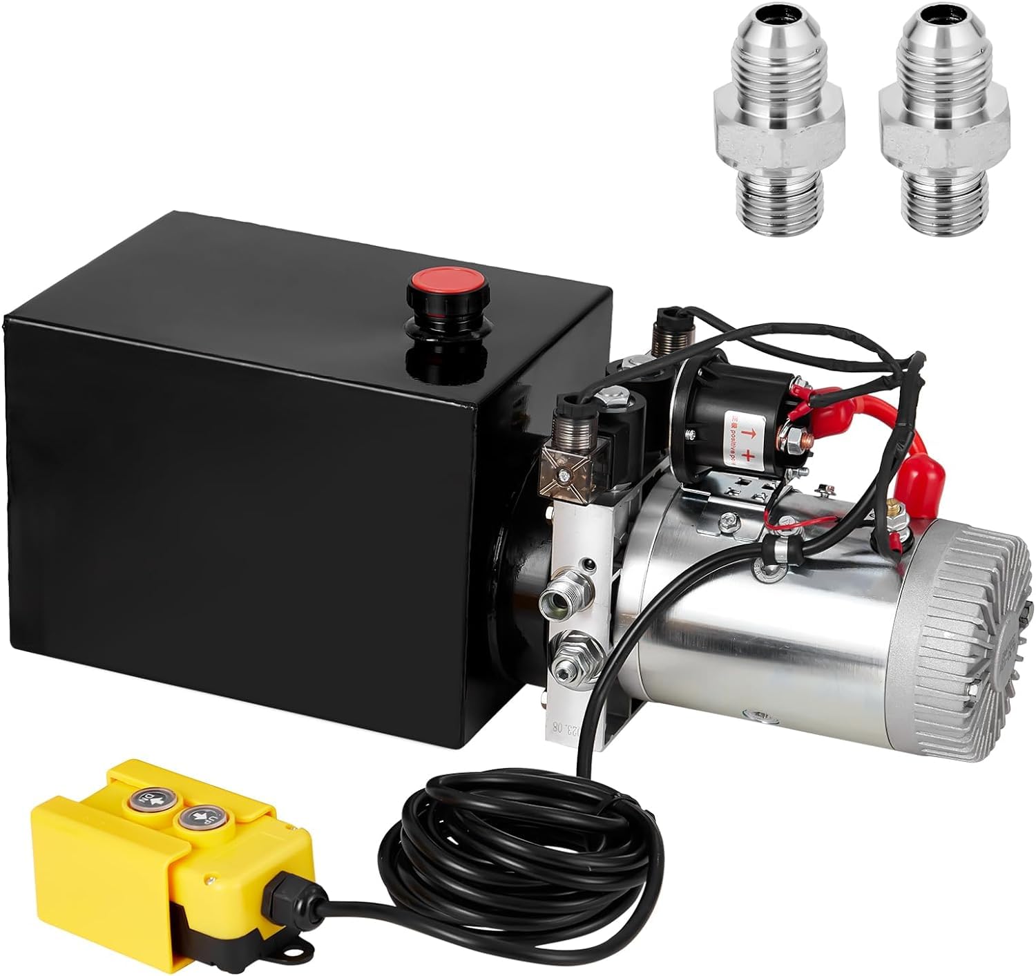 GARVEE 12V Double Acting Hydraulic Power Unit with 4 Quart Steel Tank - Heavy Duty Hydraulic Pump for Dump Trailers, Car Lifting Platforms, and Industrial Equipment
