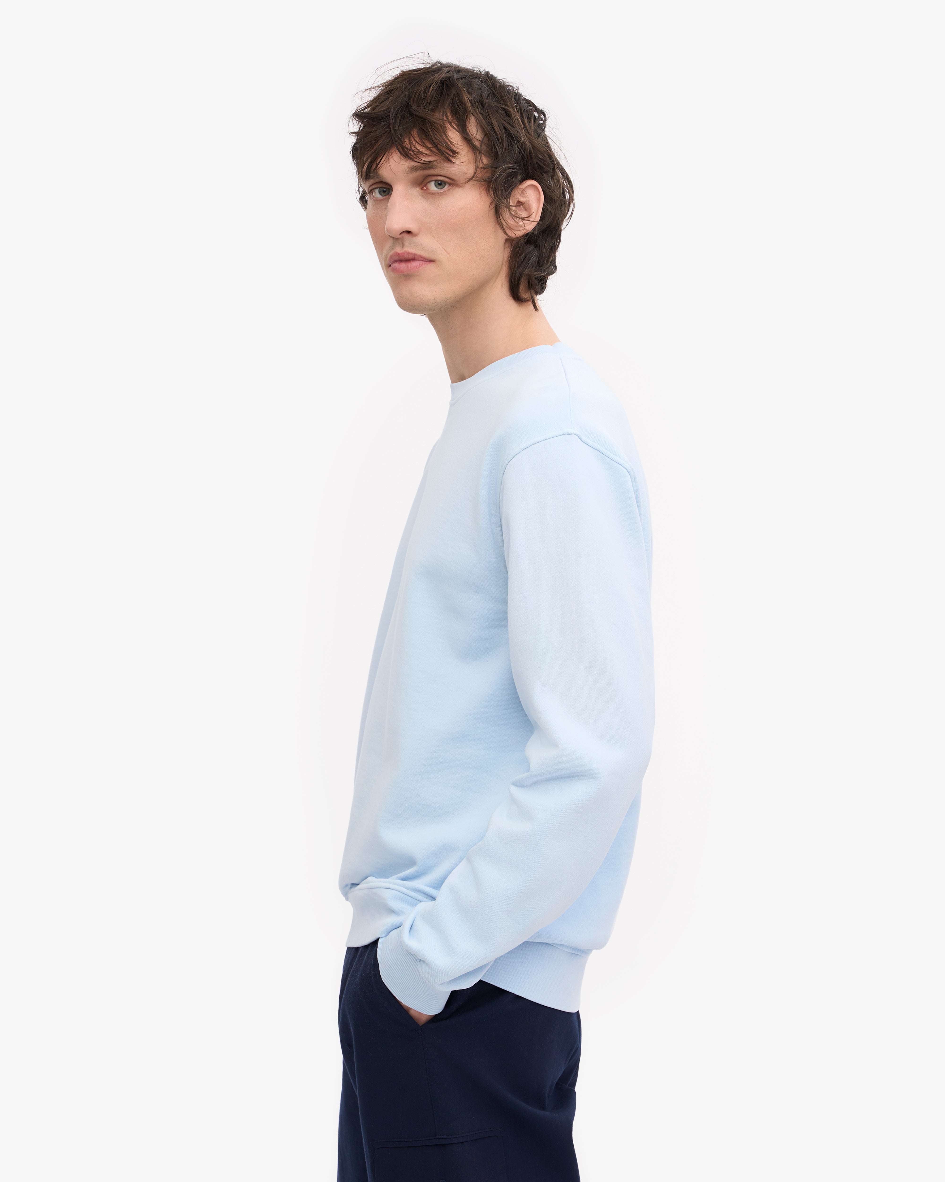 Classic Organic Cotton Crew Neck T-Shirt for Men - Polar Blue - Casual Wear, Everyday Comfort & Street Style Outfit