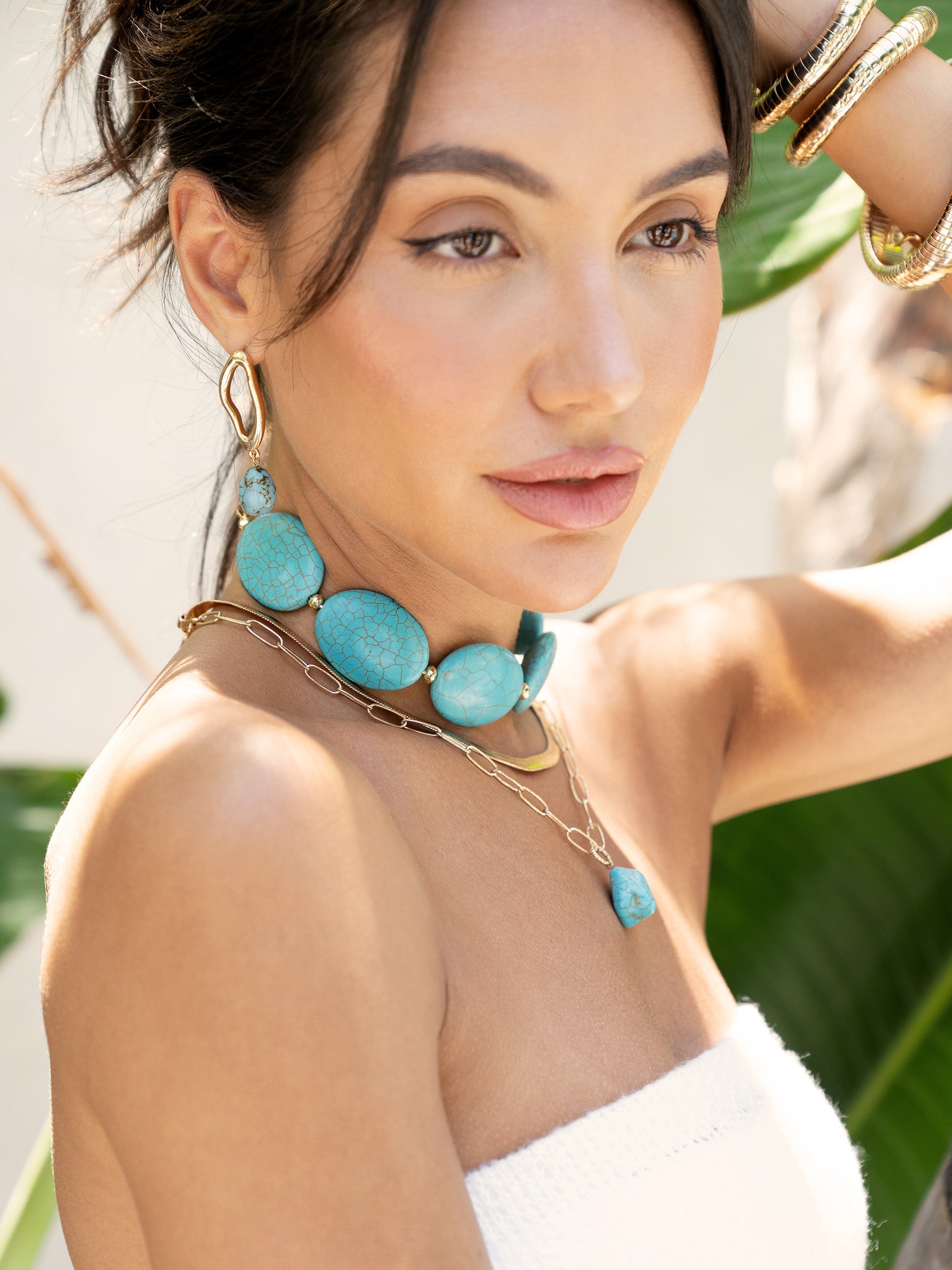Open Circle Turquoise Dangle Earrings for Women - Boho Chic Handmade Jewelry - Perfect for Parties, Weddings & Everyday Wear