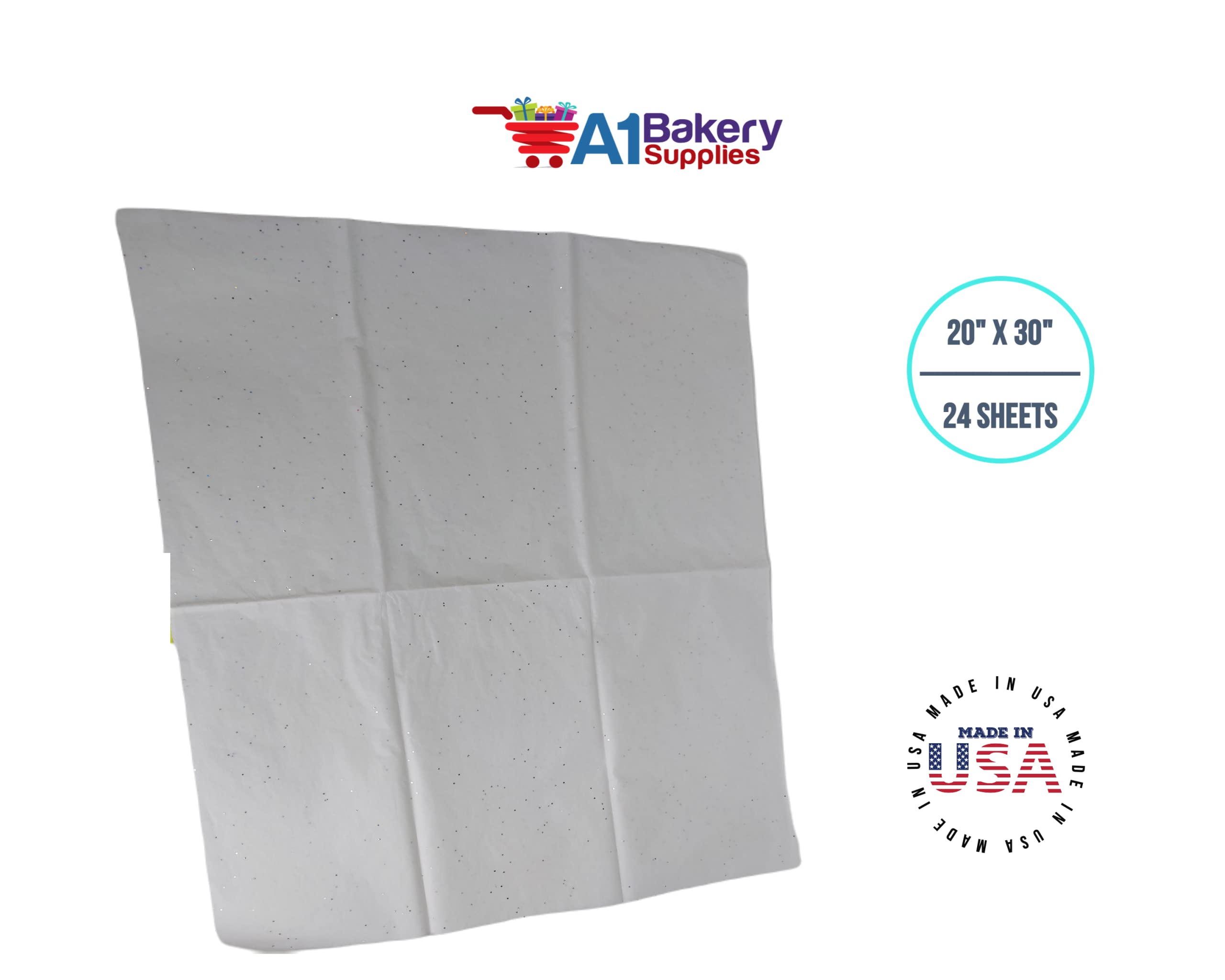 Premium White Sparkle Gift Wrap Tissue Paper with Diamond Glitter - 20
