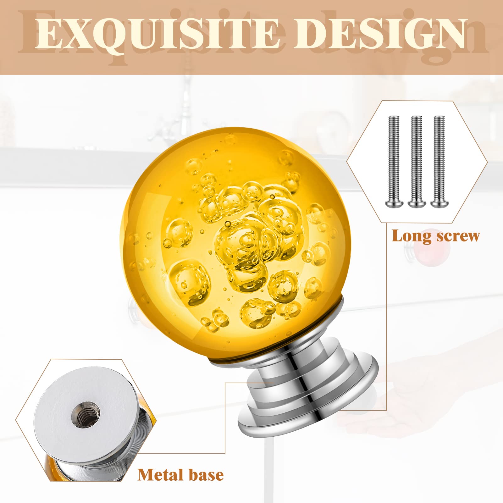 10 Pcs Crystal Cabinet Knobs 30mm Glass Dresser Drawer Pulls - Stylish Kitchen & Furniture Hardware for Cabinets, Drawers, Wardrobes (Perfect for Home Renovation & DIY Projects)