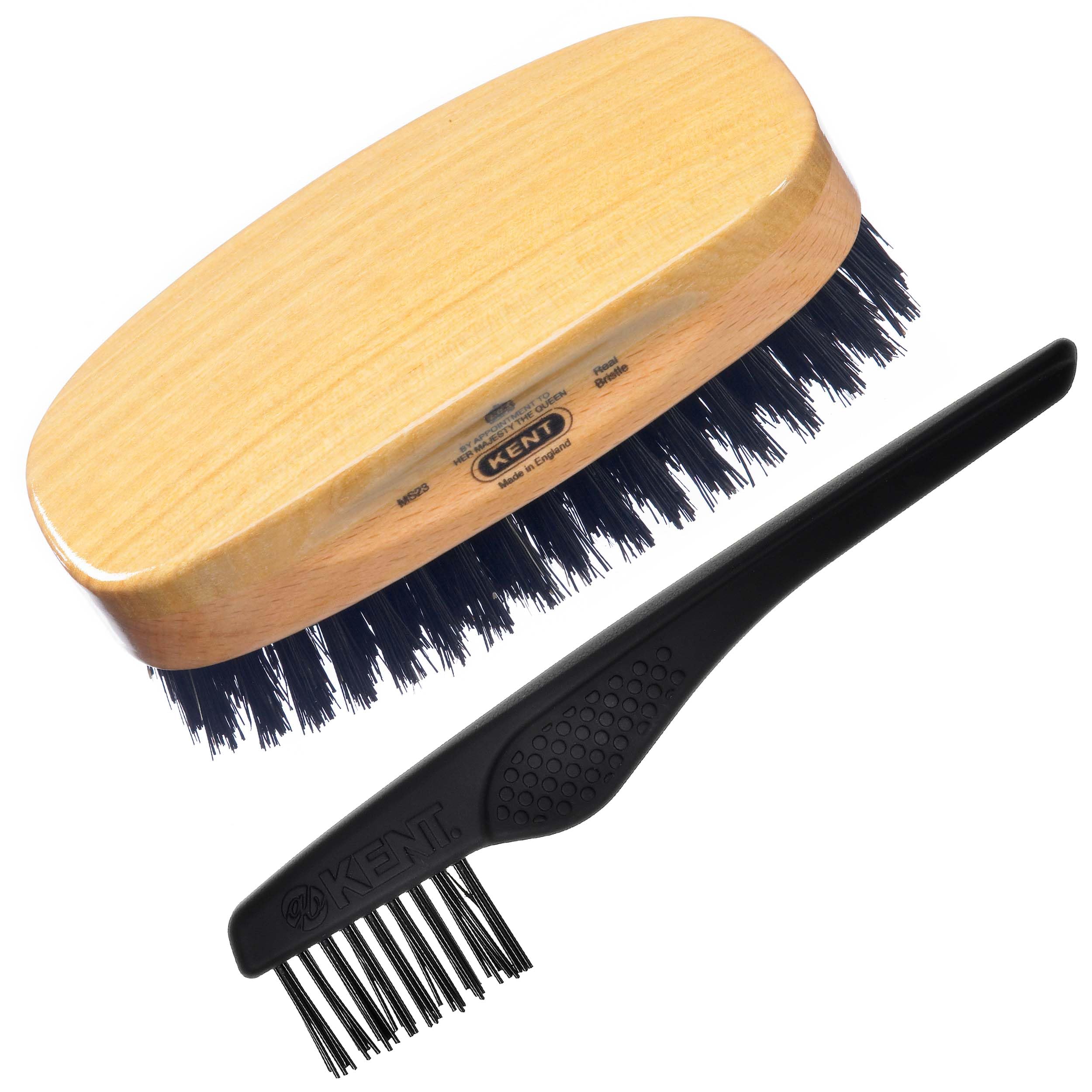 Kent Military Satinwood/Beechwood Hair Brush with Pure Black Bristles - Men's 360 Wave Brush & Hair Care Kit for Smooth Waves & Healthy Scalp | Perfect for Styling, Grooming & Daily Hair Maintenance