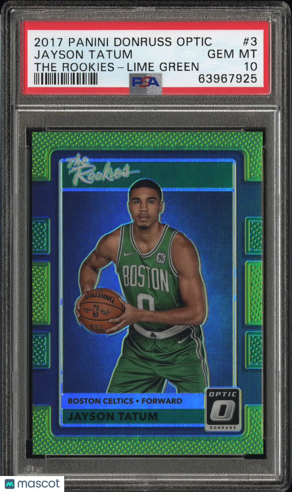 2017 Panini Donruss Optic Jayson Tatum Rookie Card Lime Green PSA 10 #175/175 - Perfect for NBA Collectors & Celtics Fans Display