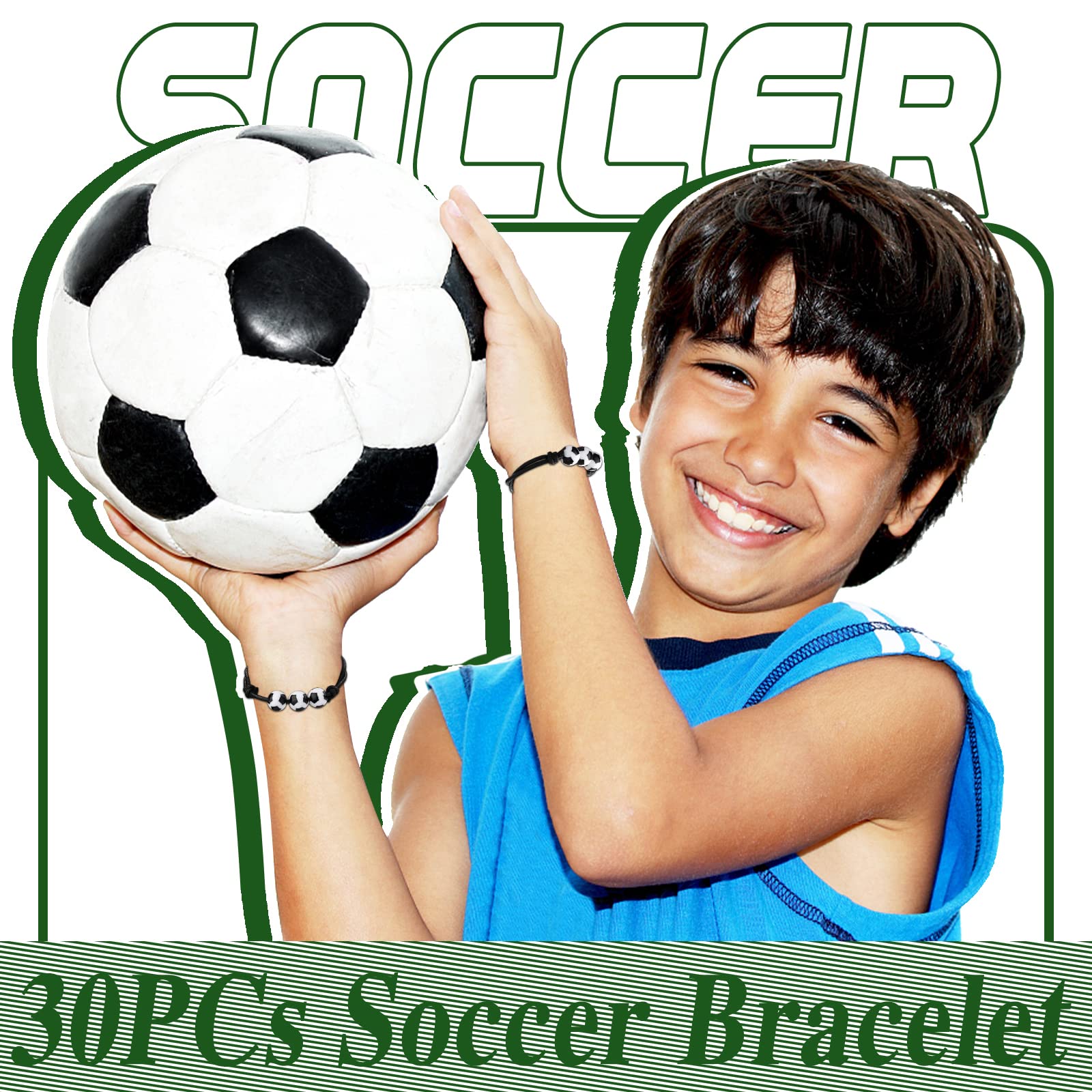30PCS Sport Theme Charm Bracelets - Soccer Baseball Basketball Softball Beads Adjustable Bracelet for Women Teens Girls - Perfect for Sports Parties, Team Gifts & Inspirational Jewelry