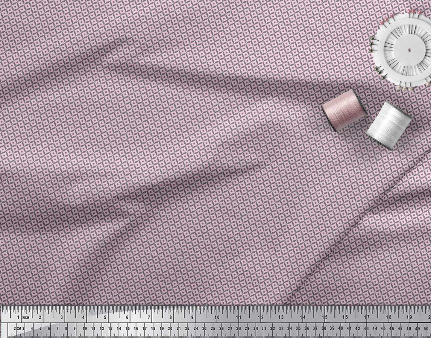 Soimoi Moss Georgette Brown Fabric by The Yard - 42 Inch Wide Printed Cotton Fabric with Dot & Diamond Geometric Patterns - Contemporary Style Shirting Material for Dresses, Blouses & DIY Sewing Projects