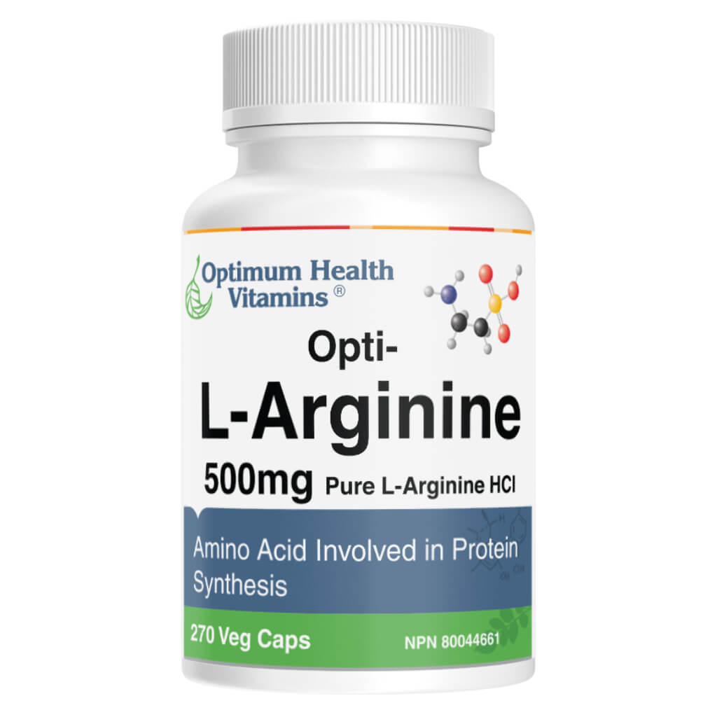 Opti L-Arginine 500mg Supplement - Nitric Oxide Booster for Heart Health, Blood Flow & Exercise Performance - Vegan Capsules for Men & Women - Pre-Workout & Cardiovascular Support